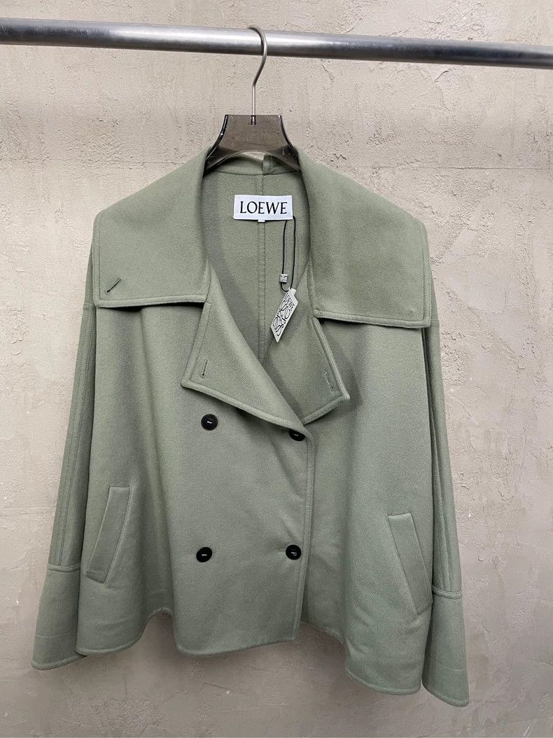 Loewe LOEWE Green collar double row button cashmere coat with be Size XXS / US 00 / IT 34 - 3 Thumbnail