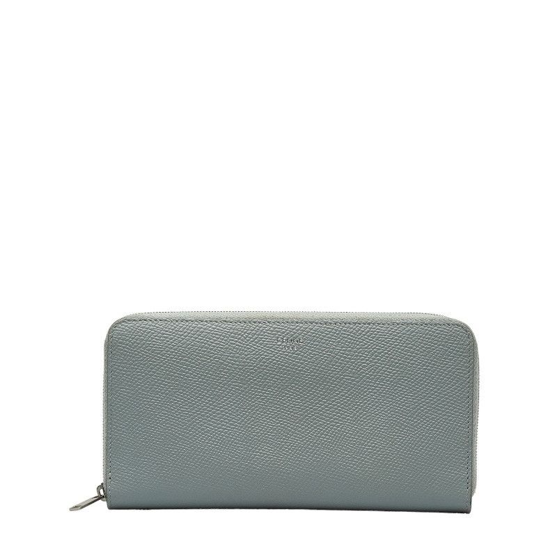 Celine Large Strap Wallet 10B633 Women's Calfskin Long Wallet (bi-fold)  Gray,Off-white