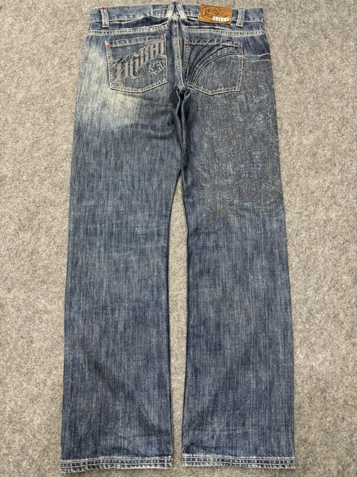 Japanese Brand 💥Dragon Embroidery💥Tribal Insane Blue Wash Denim F652 Size US 34 / EU 50 - 24 Thumbnail