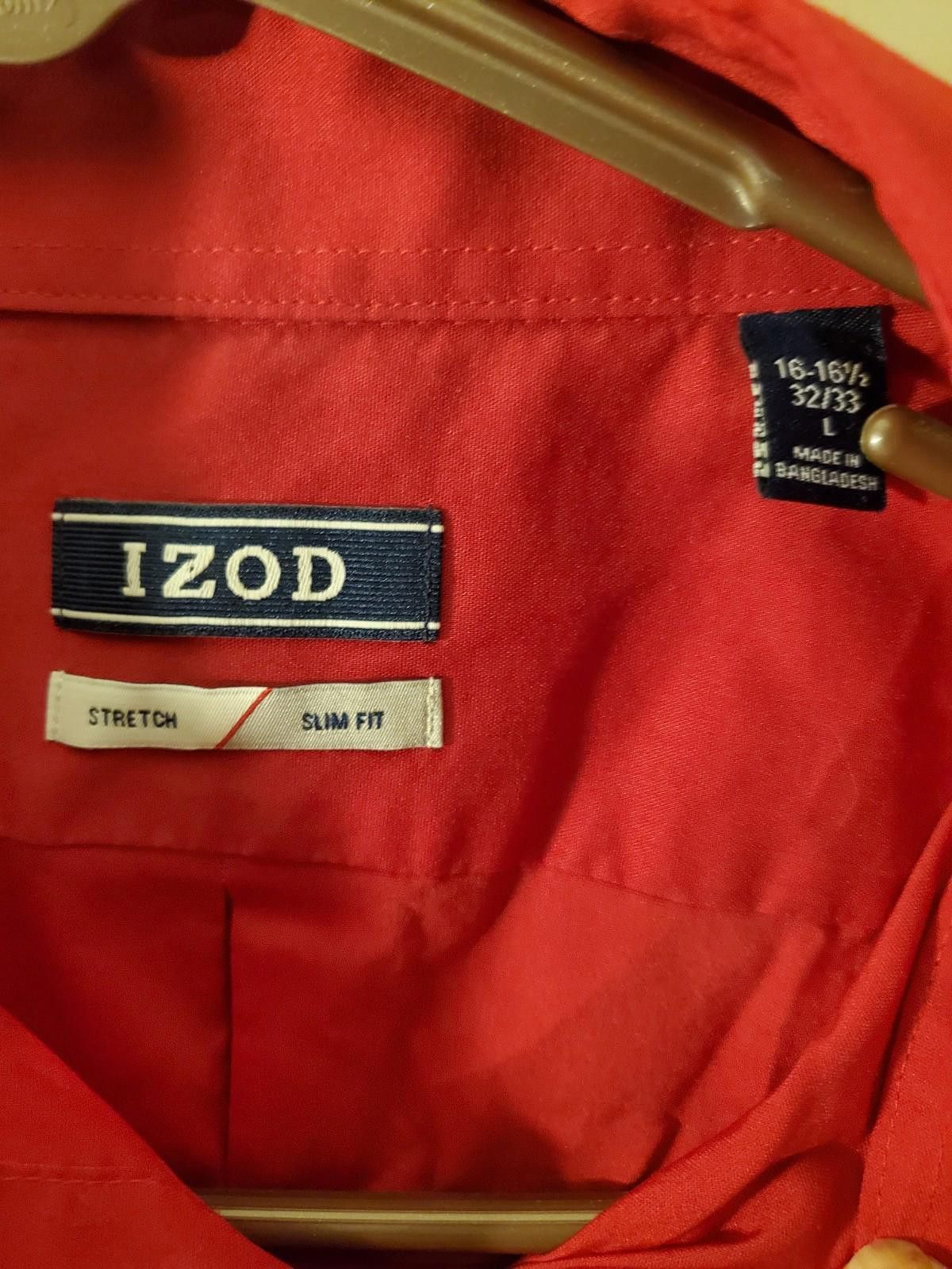 Izod Izod Mens Slim Fit 15 Solid Red Long Sleeve Casual Work L Size US L / EU 52-54 / 3 - 3 Thumbnail