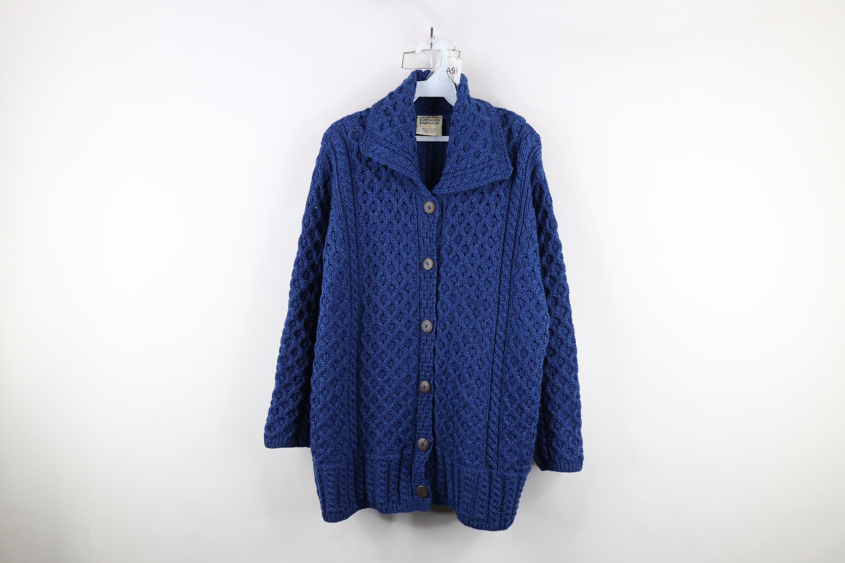 Vintage Vintage 90s Streetwear Cable Knit Fisherman Cardigan Sweater Size L / US 10 / IT 46 - 1 Thumbnail