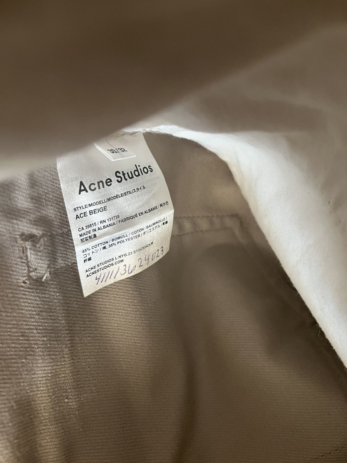 Acne Studios Acne ACE Beige 30/32 (fits 26-28/32) Size US 30 / EU 46 - 6 Thumbnail