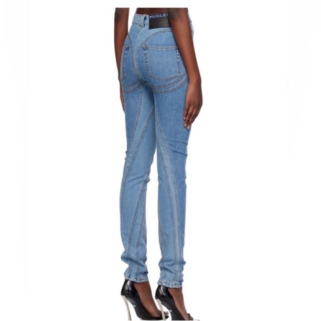 Mugler Mugler High Rise Spiral Blue Jeans Size 25" / US 0 / IT 36 - 2 Thumbnail