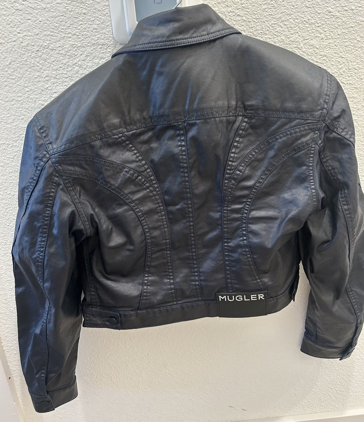 Mugler × Thierry Mugler BLUE WAXED DENIM JACKET Size M / US 6-8 / IT 42-44 - 2 Thumbnail