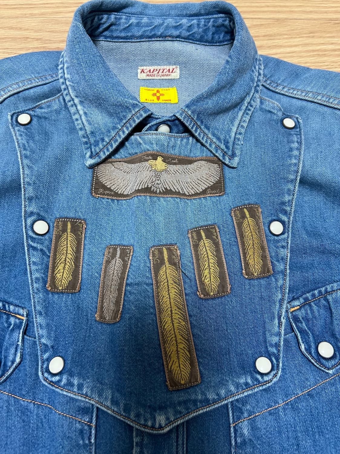 Kapital Kapital Eagle and Feather Western Denim Shirts Size US L / EU 52-54 / 3 - 4 Thumbnail