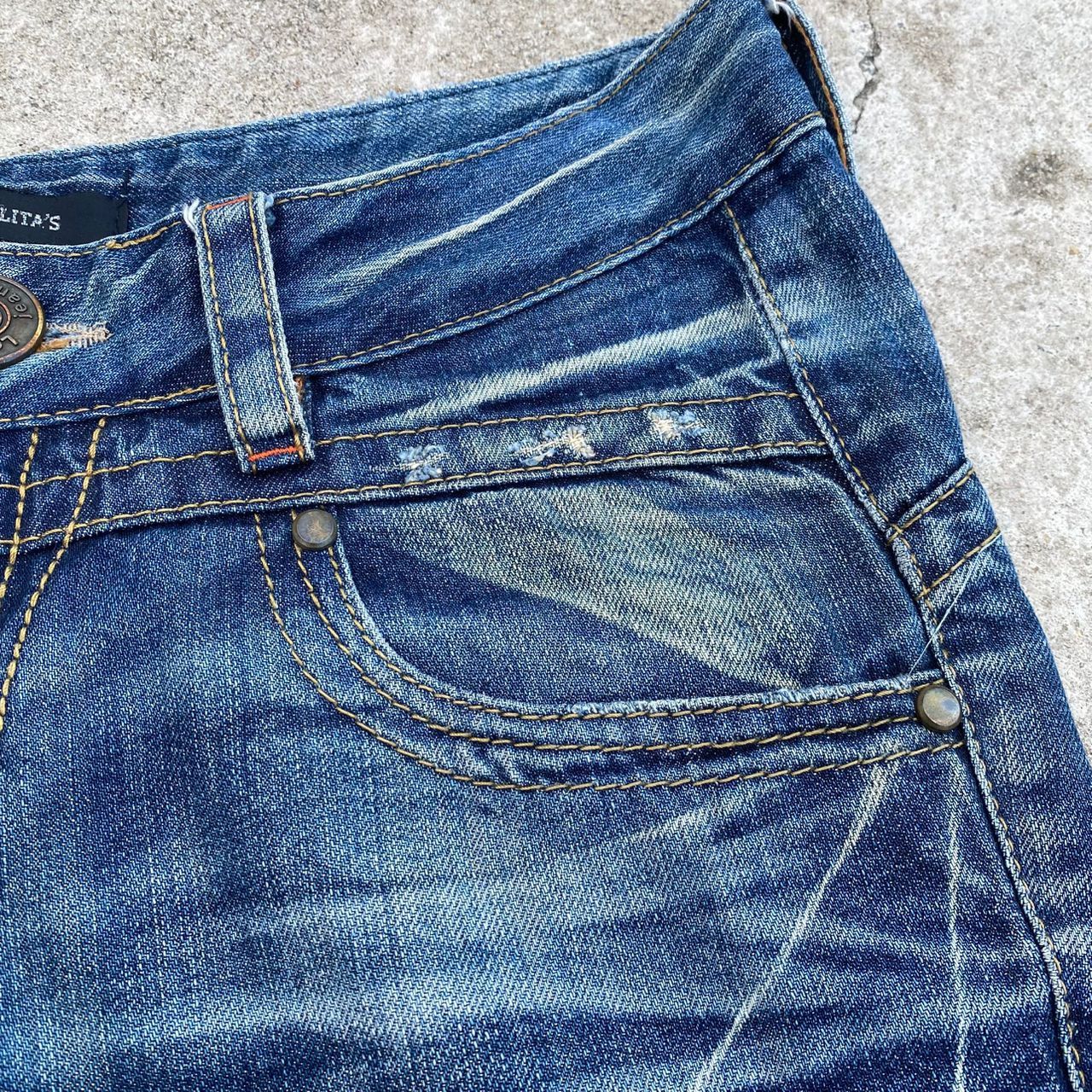 Japanese Brand Vintage Lolita Jeans Flare Distressed Denim Size 32" / US 10 / IT 46 - 17 Thumbnail