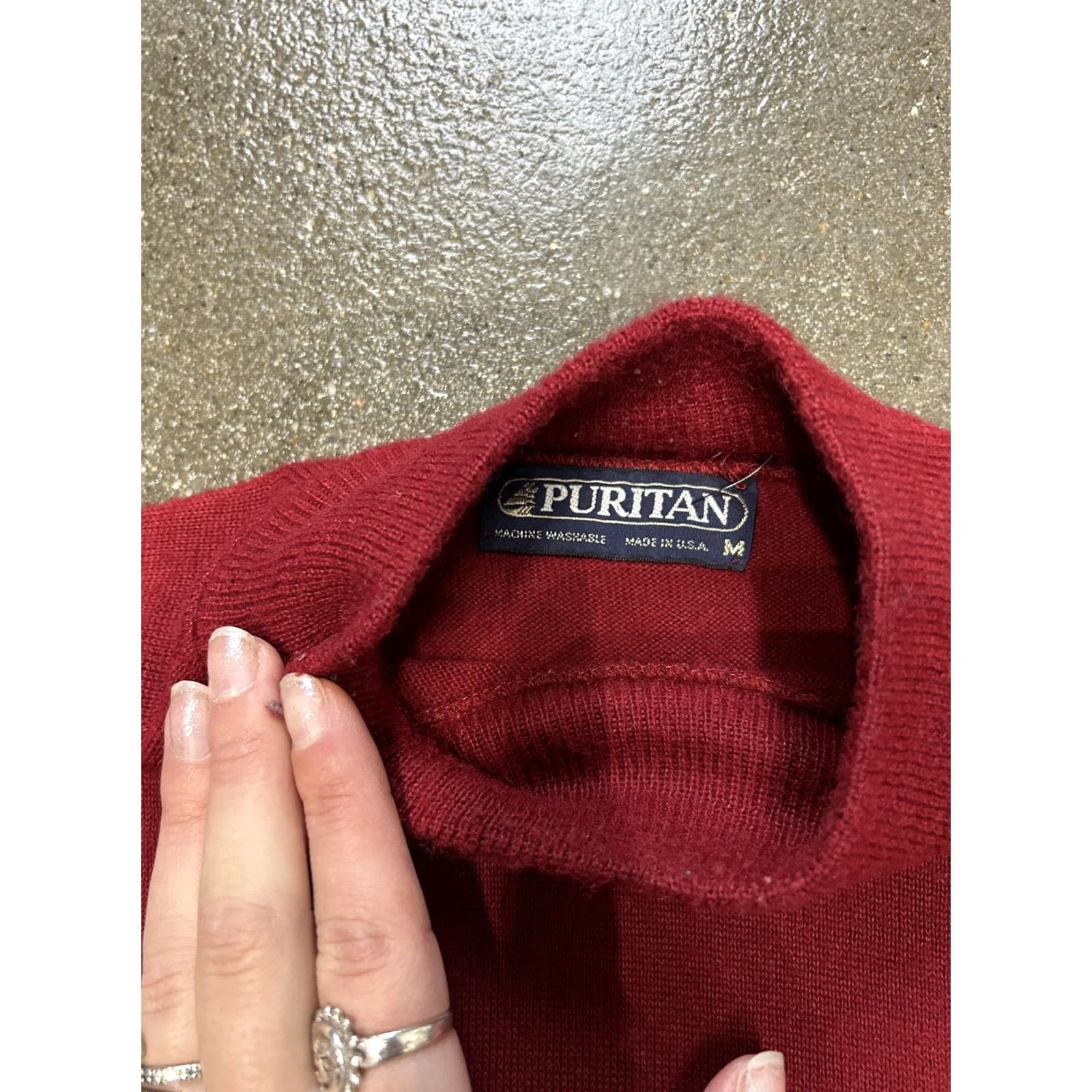 Vintage VINTAGE Puritan Sweater Mens Small Red Mock Neck Tight Knit Pullover Knit USA Size US S / EU 44-46 / 1 - 3 Thumbnail