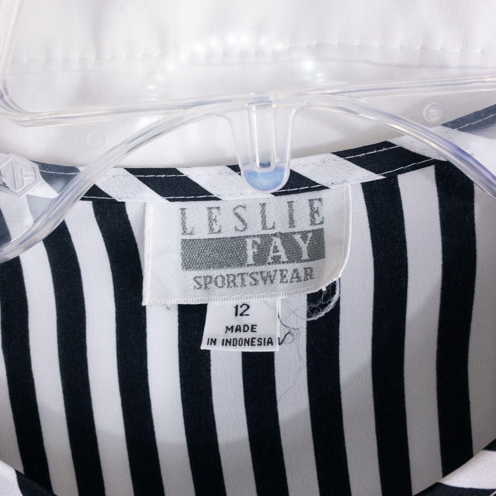 Other Leslie Fay Vintage White Striped Blouse Womens 12 Large Size XL / US 12-14 / IT 48-50 - 10 Thumbnail