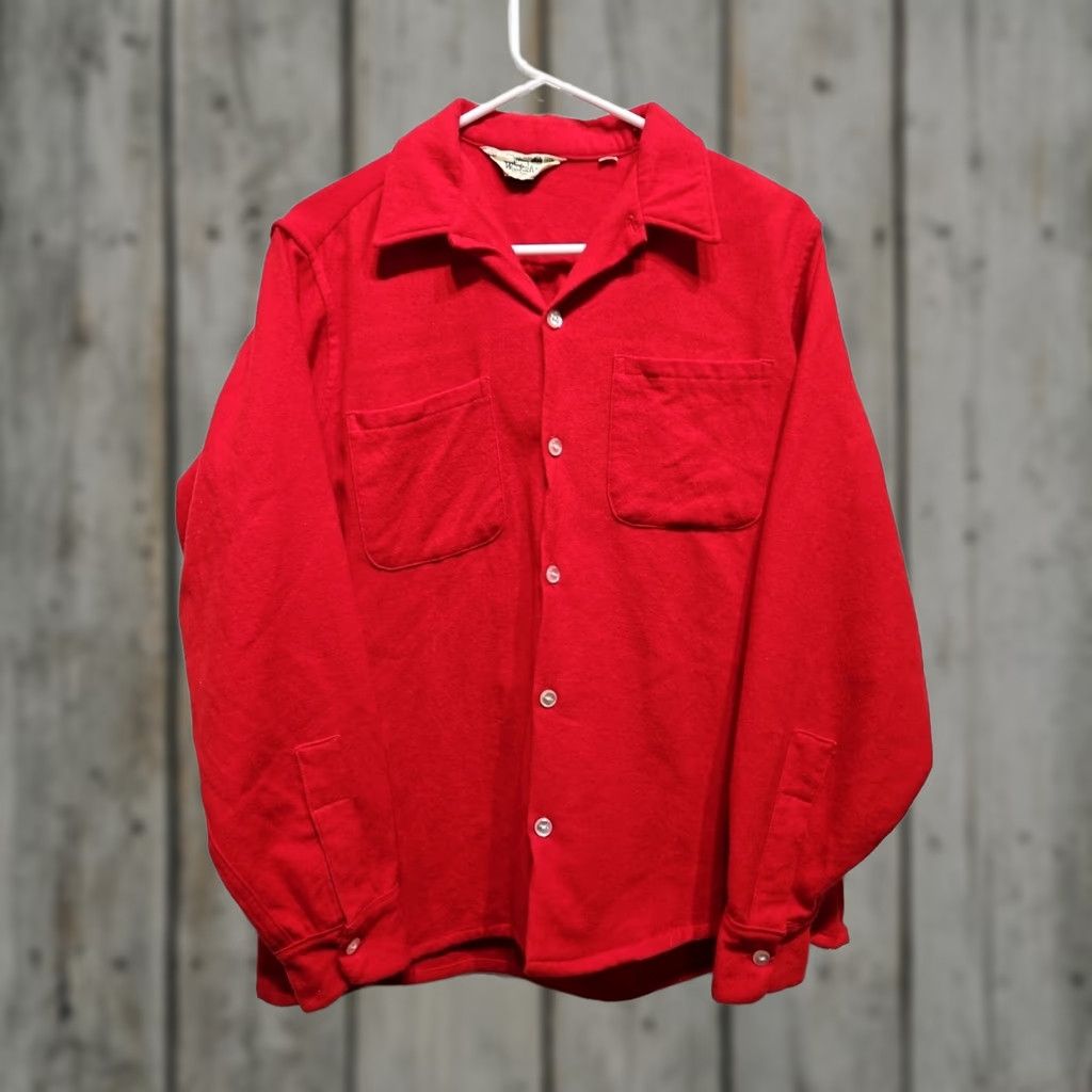 Vintage VINTAGE Woolrich Shirt Mens Medium Button-Up 100% Pure Virgin Wool Red Long Sleeve Collared Button-Down Fall Winter Spring Size US M / EU 48-50 / 2 - 1 Thumbnail