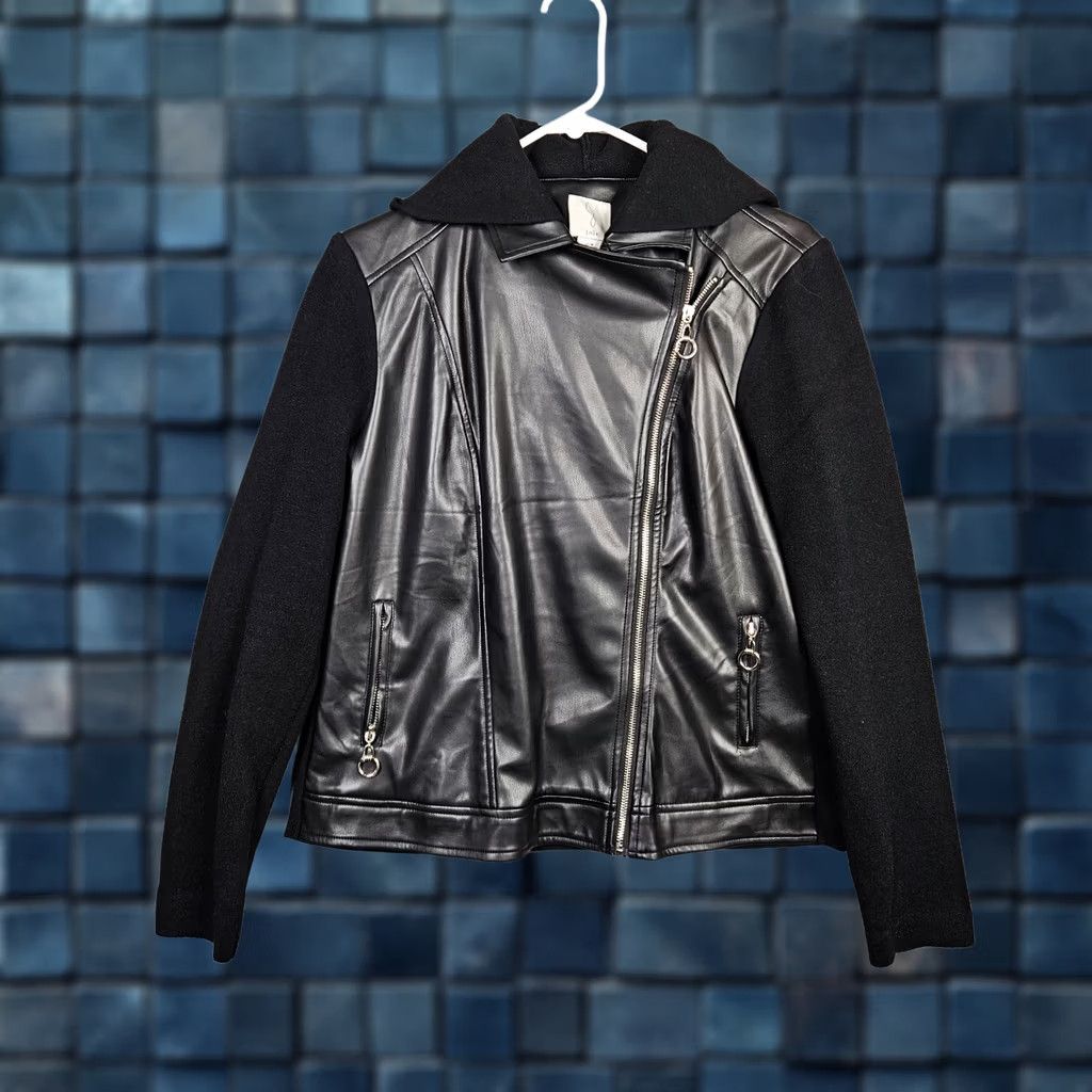 Joie JOIE Jacket Women’s Black Faux Leather Outer Shell Size M Regular Lightweight Polyester Zip Long Sleeve Solid Jacket Women Size M / US 6-8 / IT 42-44 - 1 Thumbnail