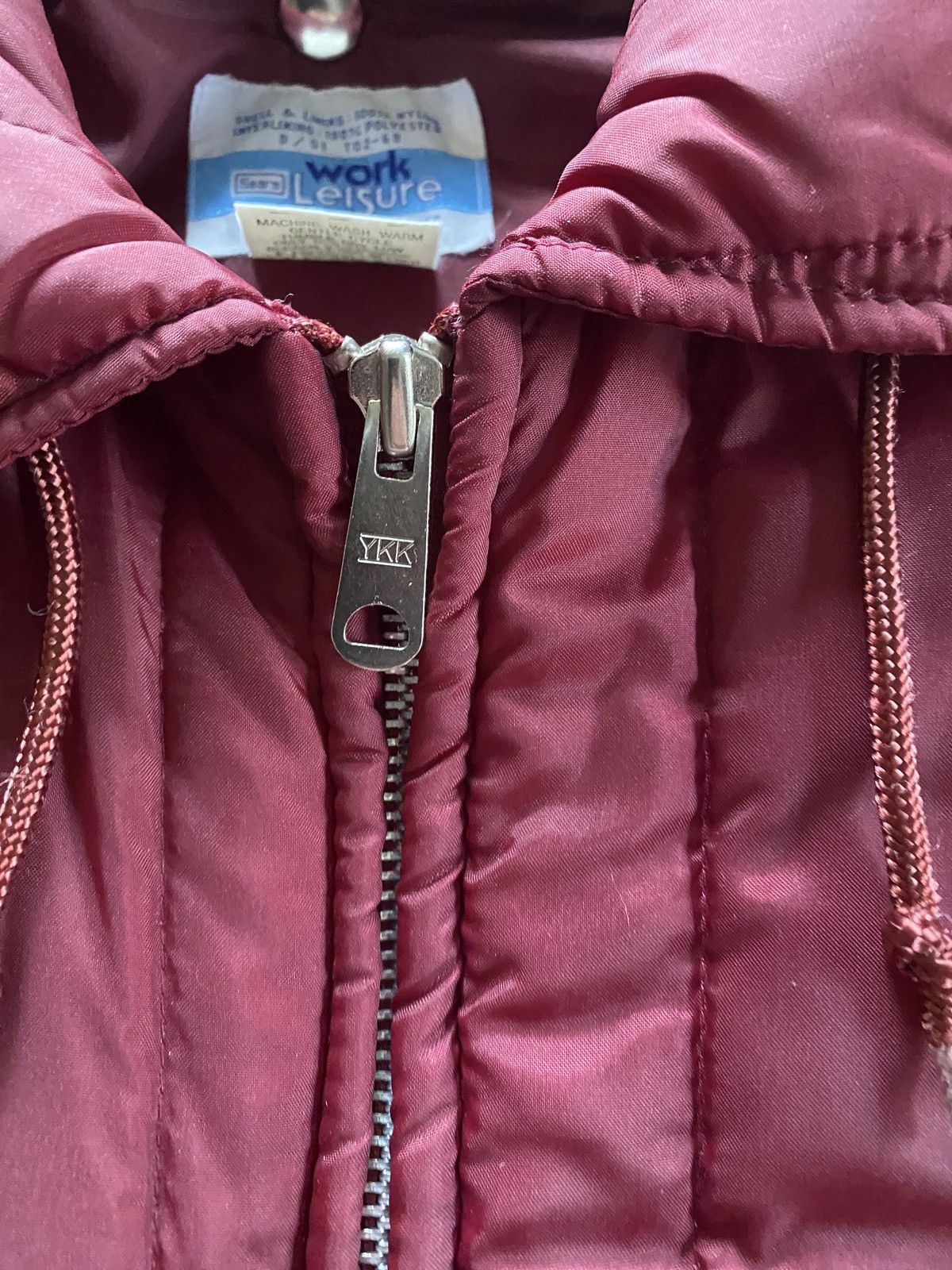 Sears × Vintage Vintage 70’s Sears Vertical Puffer Burgundy Full Zip Jacket Size US S / EU 44-46 / 1 - 6 Thumbnail