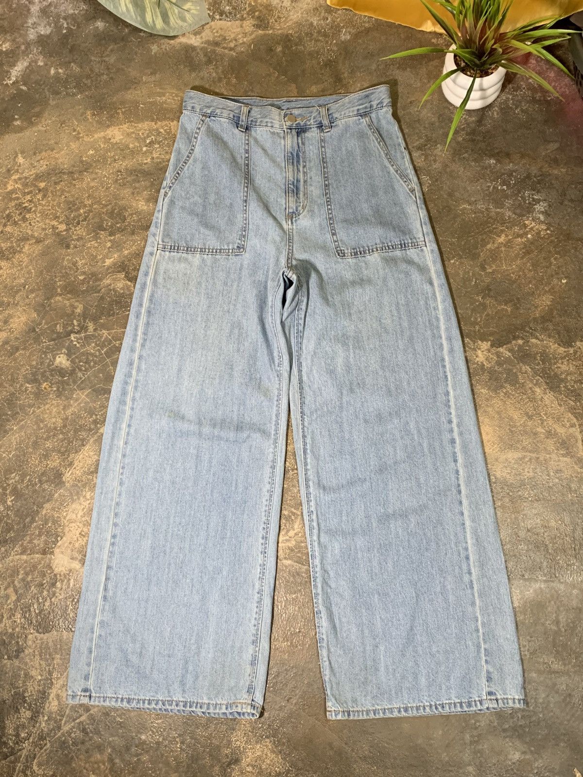 GU GU baggy wide leg baker buckleback jeans Size 30" / US 8 / IT 44 - 1 Thumbnail