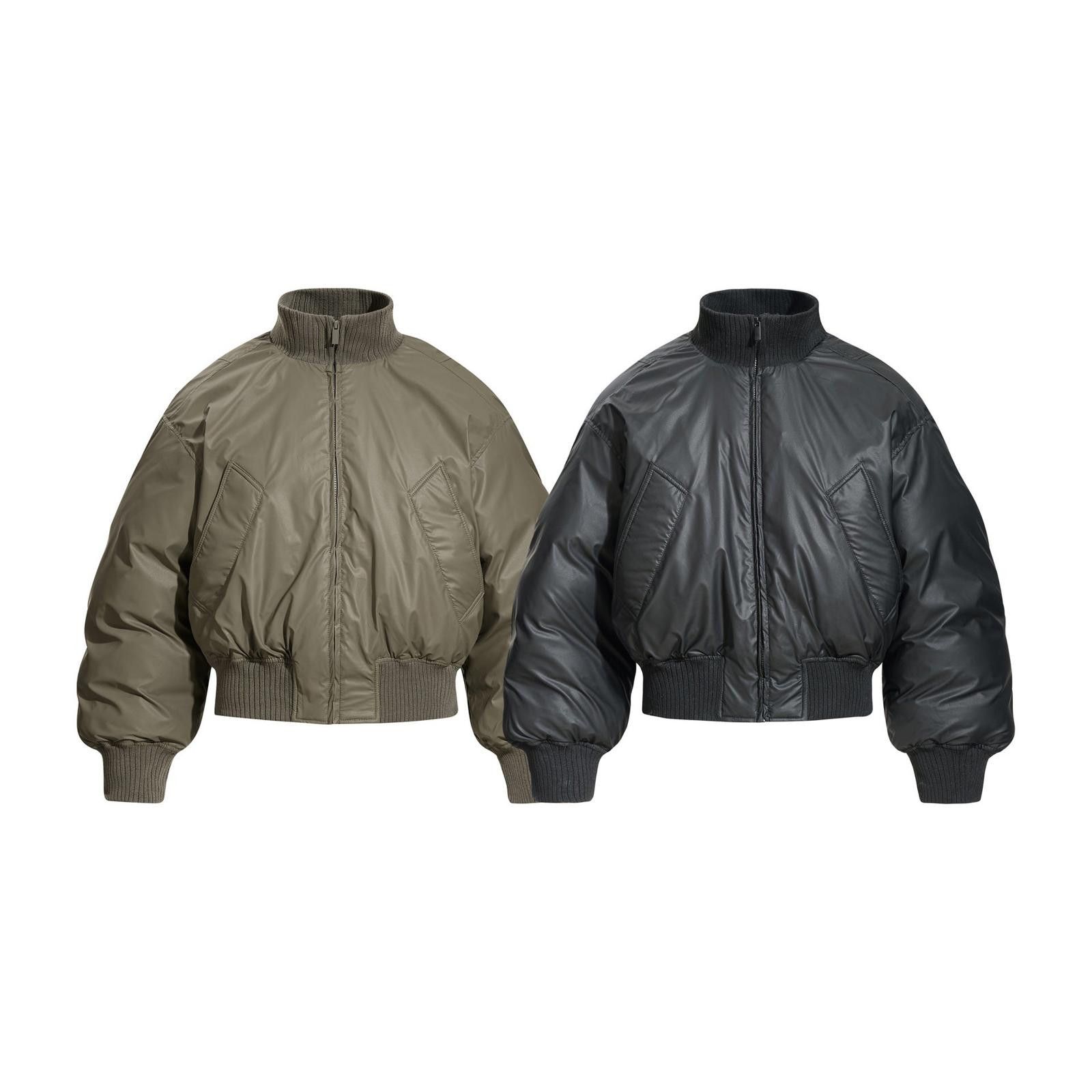Japanese Brand Olive Green Cropped Puffer Jacket, Ribbed Cuffs Bomber Size M / US 6-8 / IT 42-44 - 5 Thumbnail