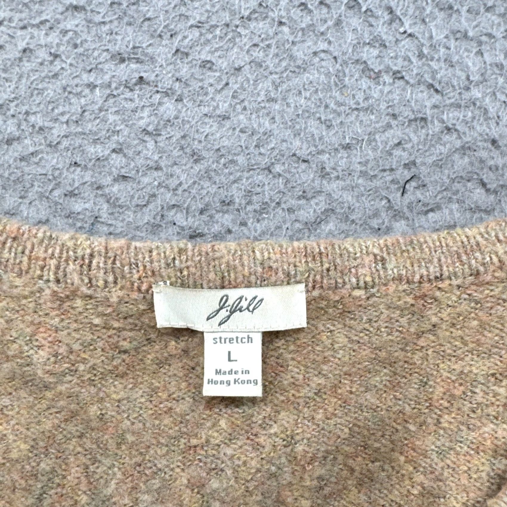 J. Jill J Jill Floral Cardigan Sweater Wool Blend Size L Beige Cap Sleeve Button Up Knit Womens Regular Vintage: No Size L / US 10 / IT 46 - 3 Thumbnail