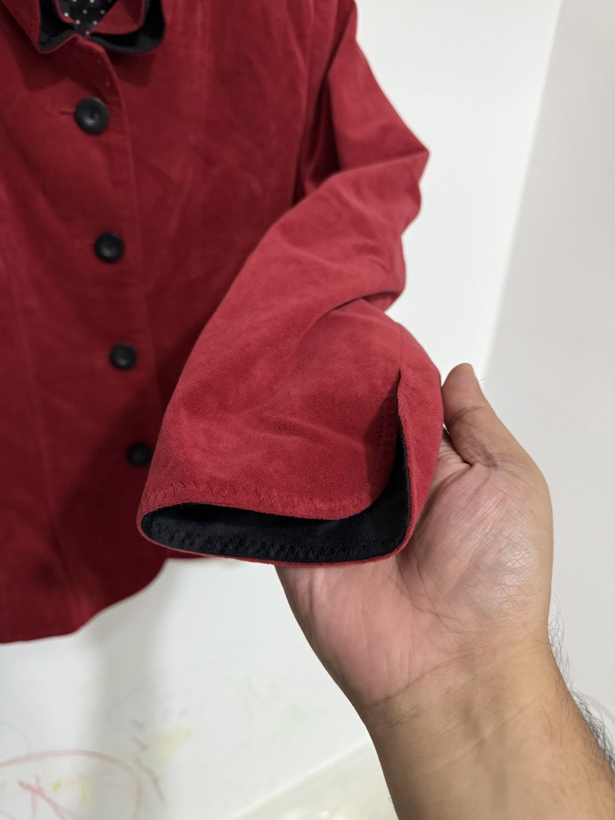 Longchamp Vintage Longchamp Red Velvet Blazer Jacket Size S / US 4 / IT 40 - 3 Thumbnail
