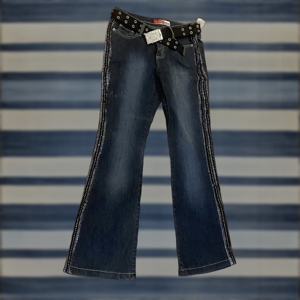 Vintage VINTAGE Lazer Jeans Flared Belted Cowgirl 90s Y2K Sequins Mid Rise Size 9 NWT Women Size 30" / US 8 / IT 44 - 1 Thumbnail