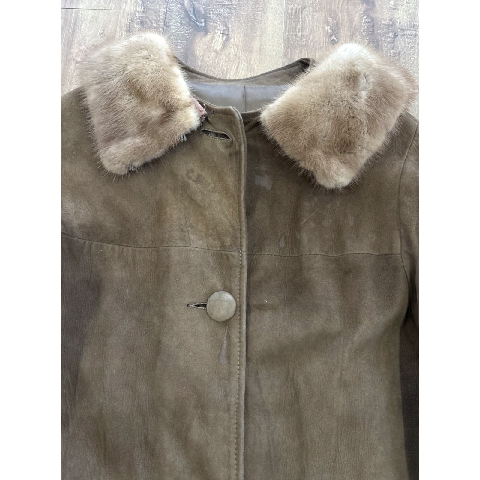 Worthington VINTAGE Worthington Jacket Coat Brown Leather Fox Fur Trim Trench Coat 1960s M Women Size M / US 6-8 / IT 42-44 - 2 Thumbnail