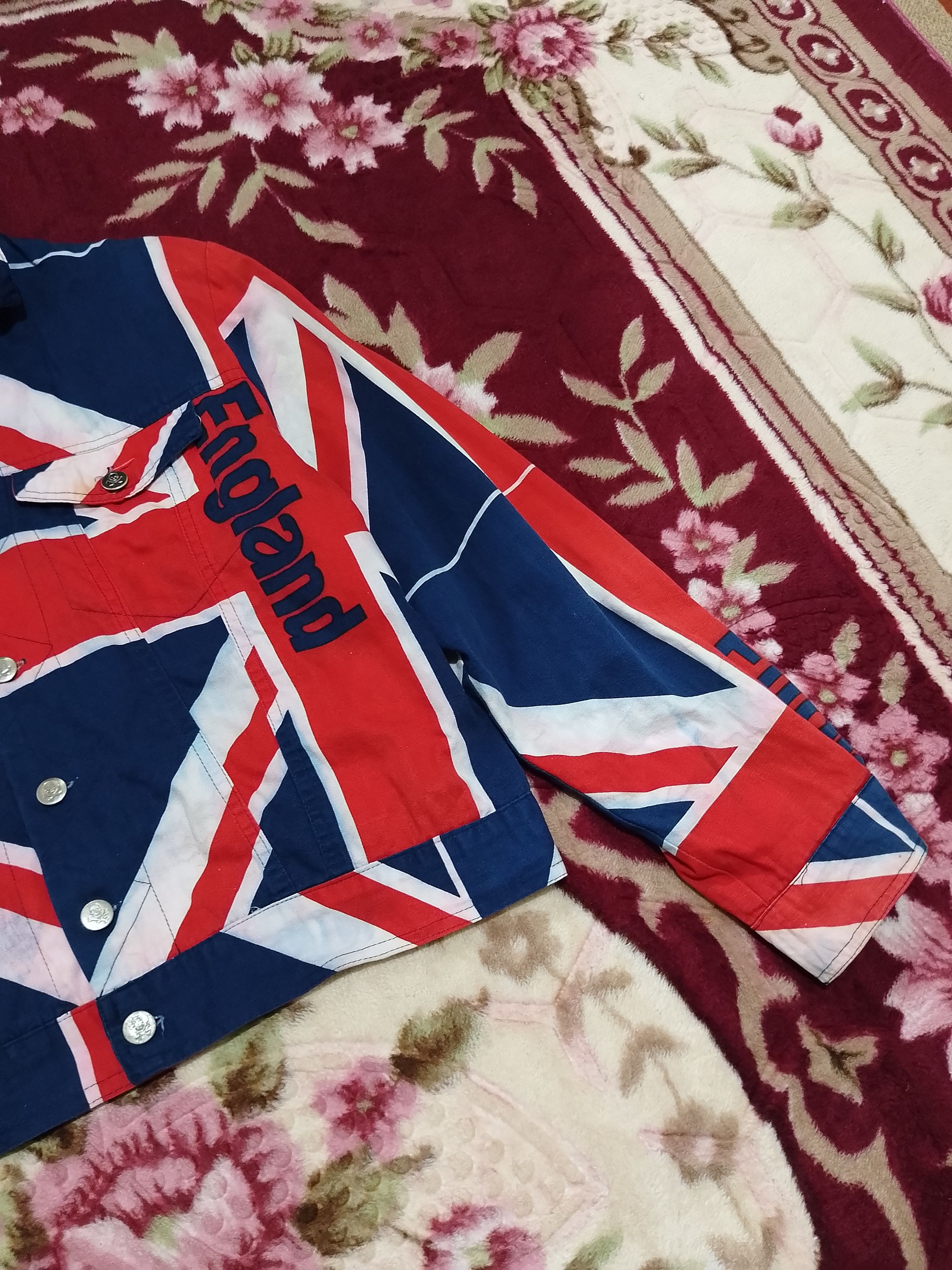 Seditionaries × Vintage Vintage 90s Full Big Flag England trucker jacket Size US S / EU 44-46 / 1 - 4 Thumbnail