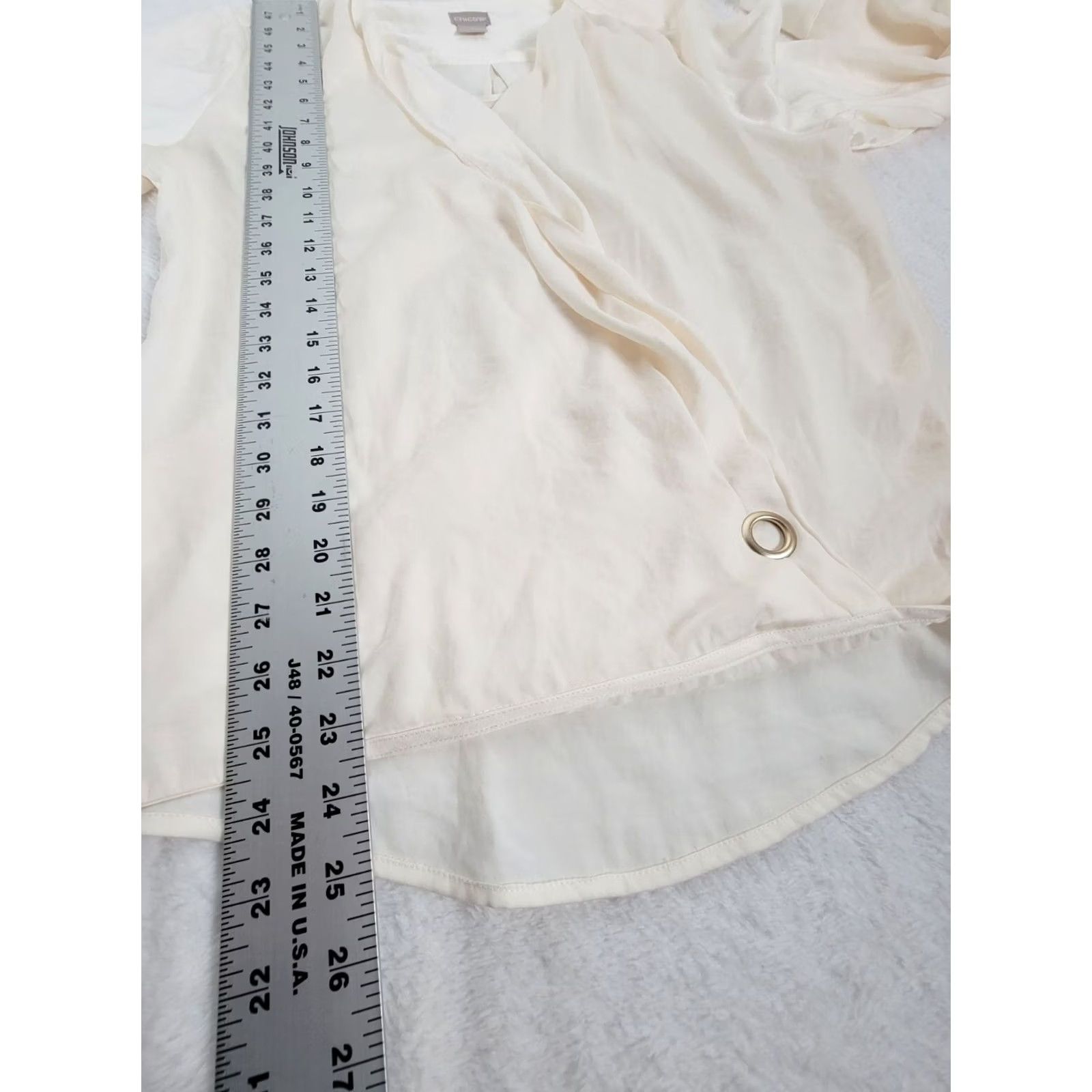 Vintage Chico'S Blouse Womens 1 Cream Wrap Style Long Sleeve Size Lightweight Size XS / US 0-2 / IT 36-38 - 6 Thumbnail
