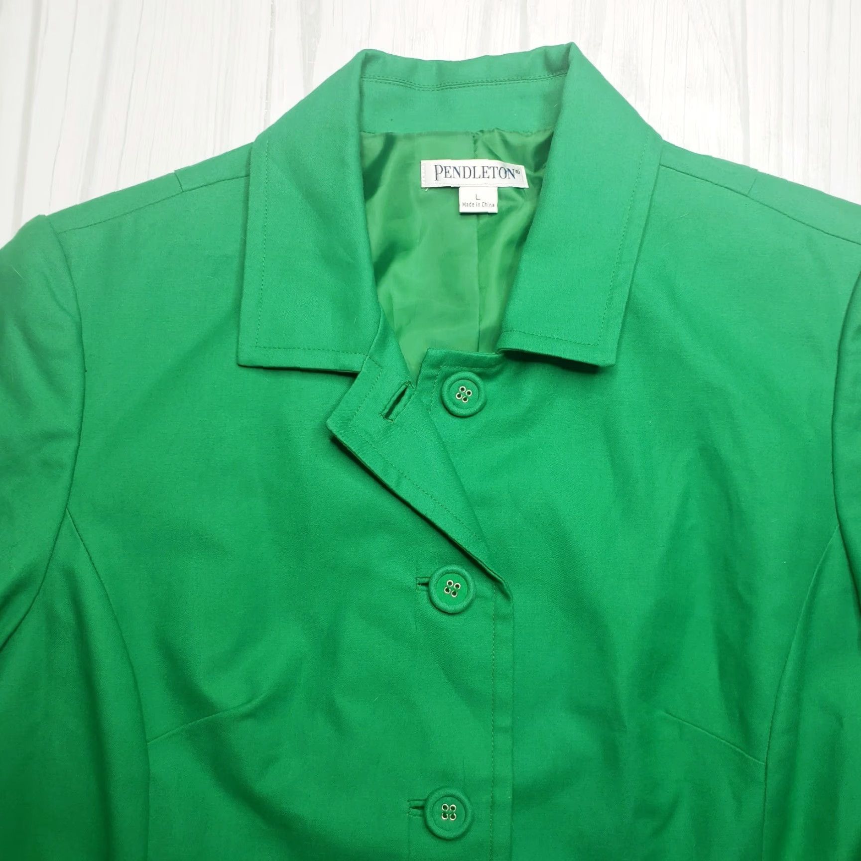 Pendleton Womens Pendleton Bright Green Size Large Dress Jacket Coat With Pockets Size L / US 10 / IT 46 - 4 Thumbnail