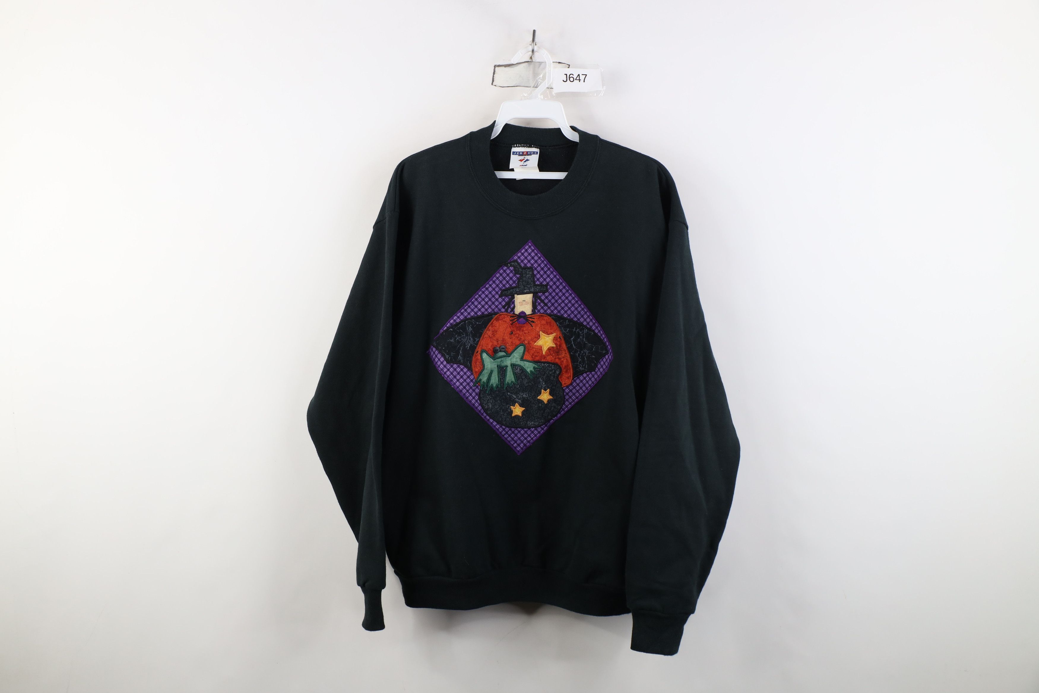 Vintage Vintage 90s Streetwear Halloween Witch Frog Sweatshirt Black Size M / US 6-8 / IT 42-44 - 1 Thumbnail