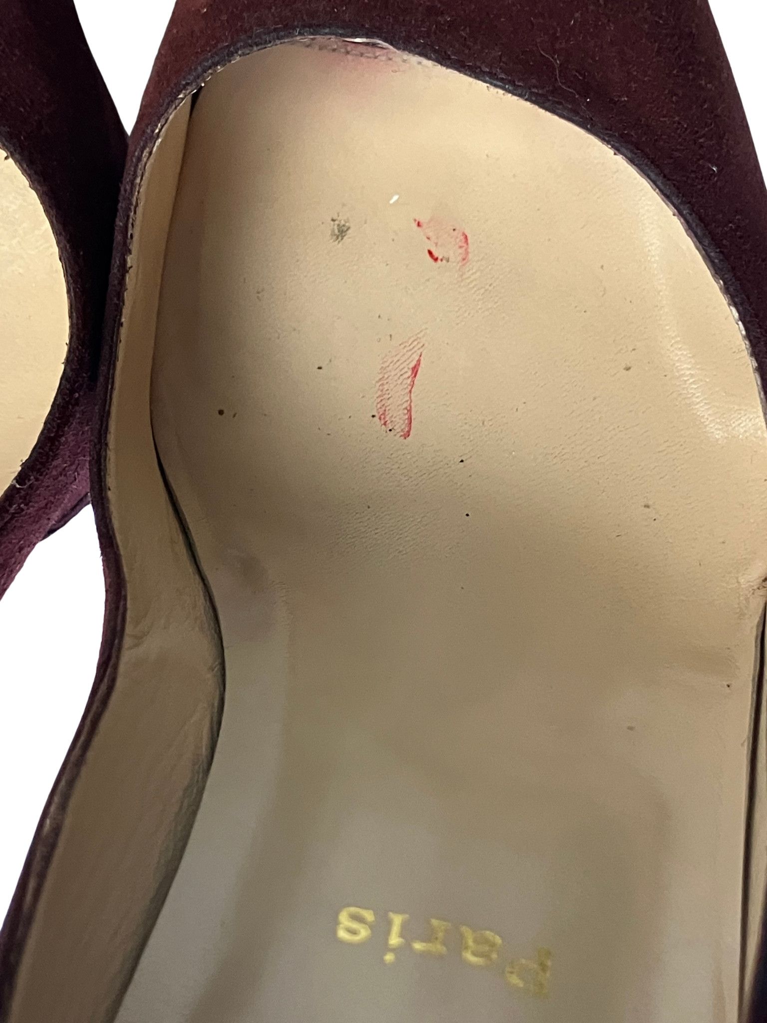 Christian Louboutin Christian Louboutin Burgundy Suede Peep Toe Platform Heels Size US 10 / IT 40 - 12 Thumbnail