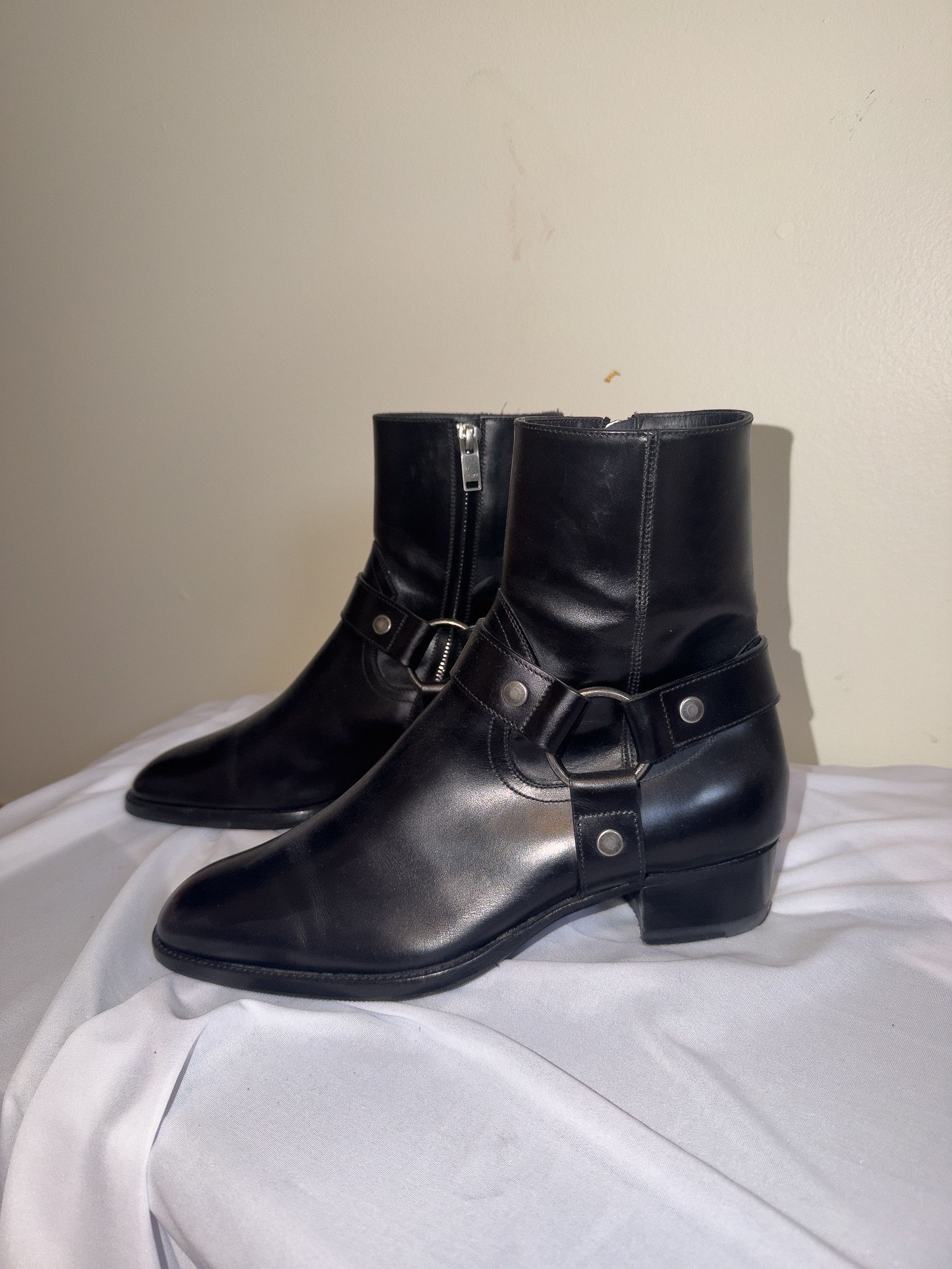 Saint Laurent Paris WYATT HARNESS BOOTS IN SMOOTH LEATHER Size US 7 / EU 40 - 1 Thumbnail