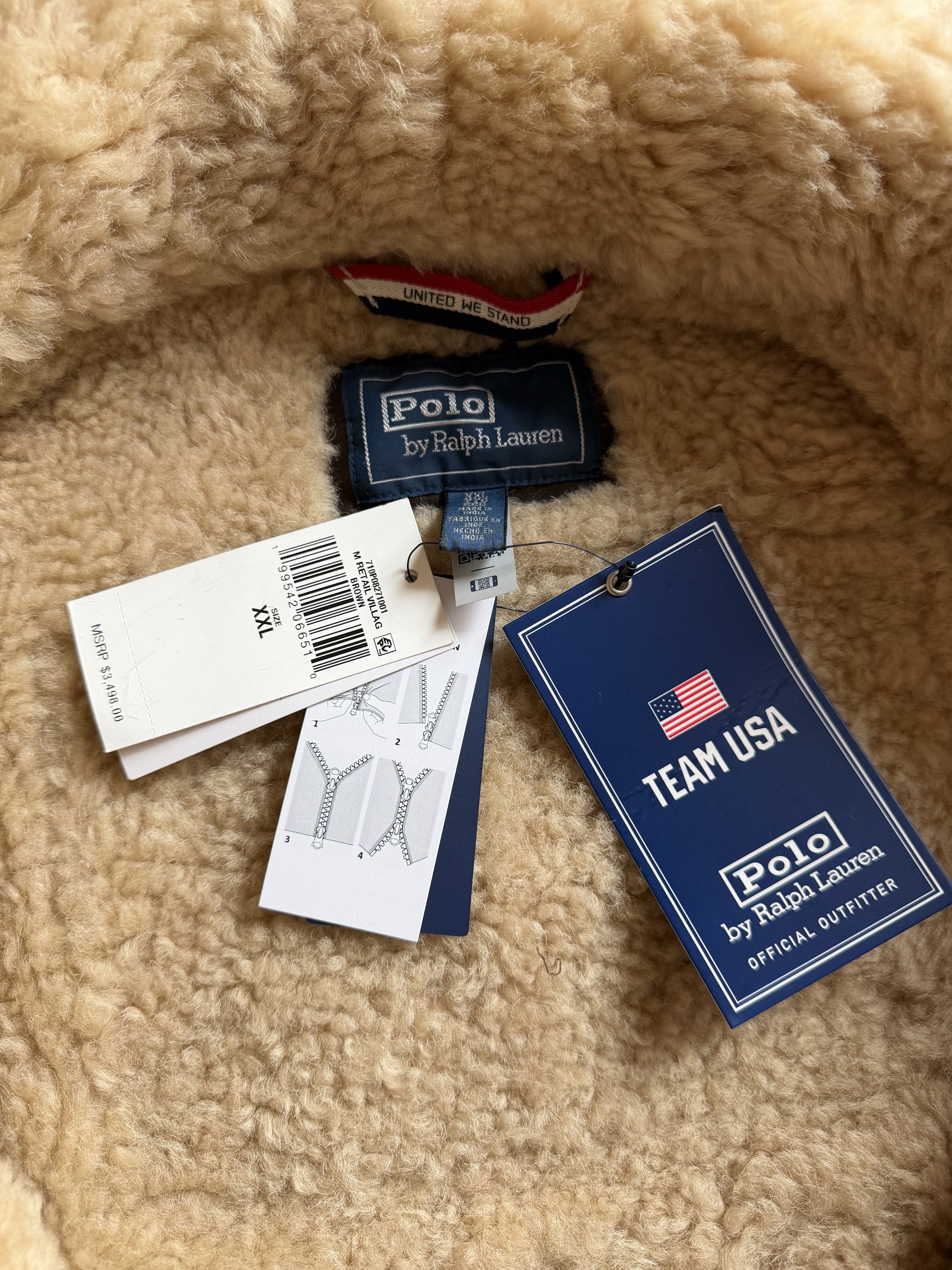 Polo Ralph Lauren Polo Ralph Lauren Team USA Shearling Leather Jacket Brown Size US XXL / EU 58 / 5 - 12 Thumbnail