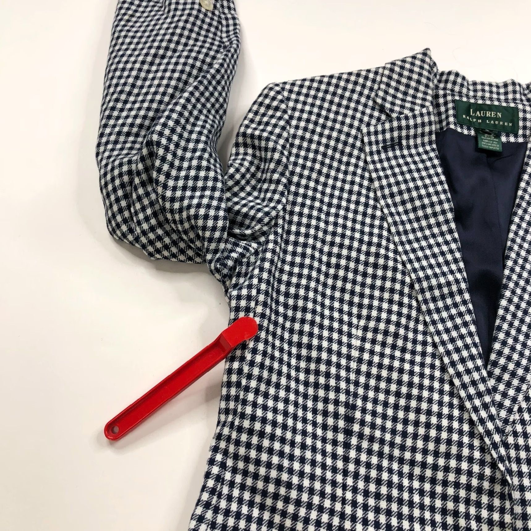 Ralph Lauren Lauren Ralph Lauren LRL 8 100% Linen One Button Blazer Jacket Blue Blazer Women Size 8 Regular Wool Lining Check Vintage? No Closet Cleanout Size M / US 6-8 / IT 42-44 - 6 Thumbnail