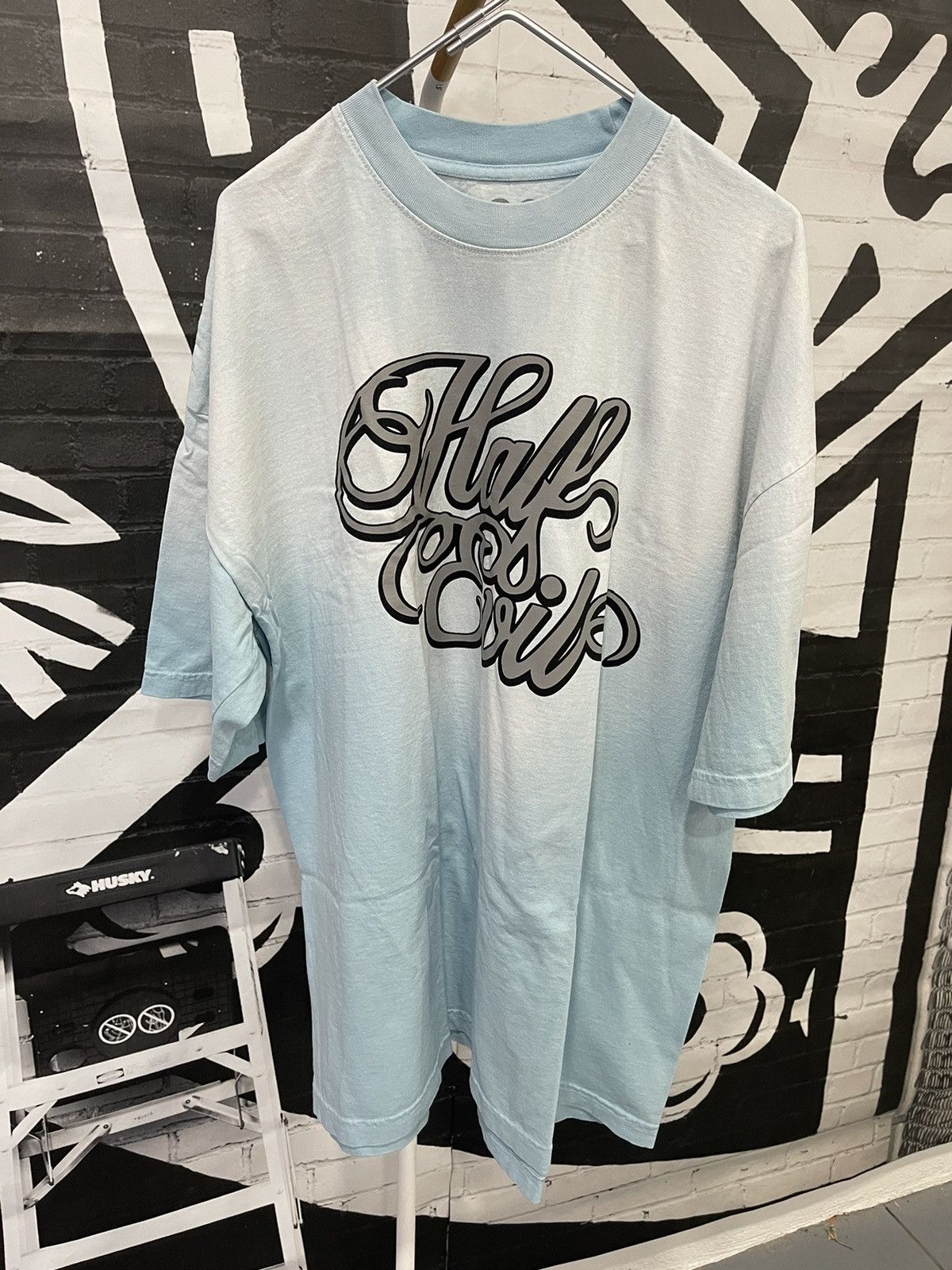 Designer × Half Evil ⚡️ Half Evil 333 Script Tee Shirt Vintage Blue 2XL XXL ⚡️ Size US XXL / EU 58 / 5 - 3 Thumbnail