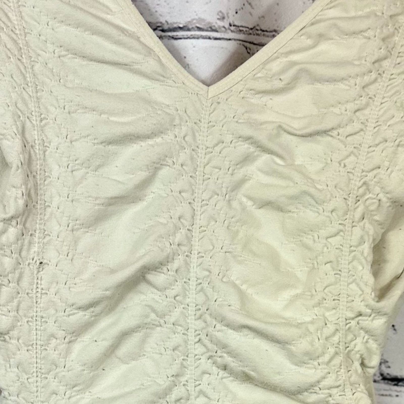 Free People Free People Intimately Ruched Bodysuit - Cream - size M/L Size ONE SIZE - 6 Thumbnail