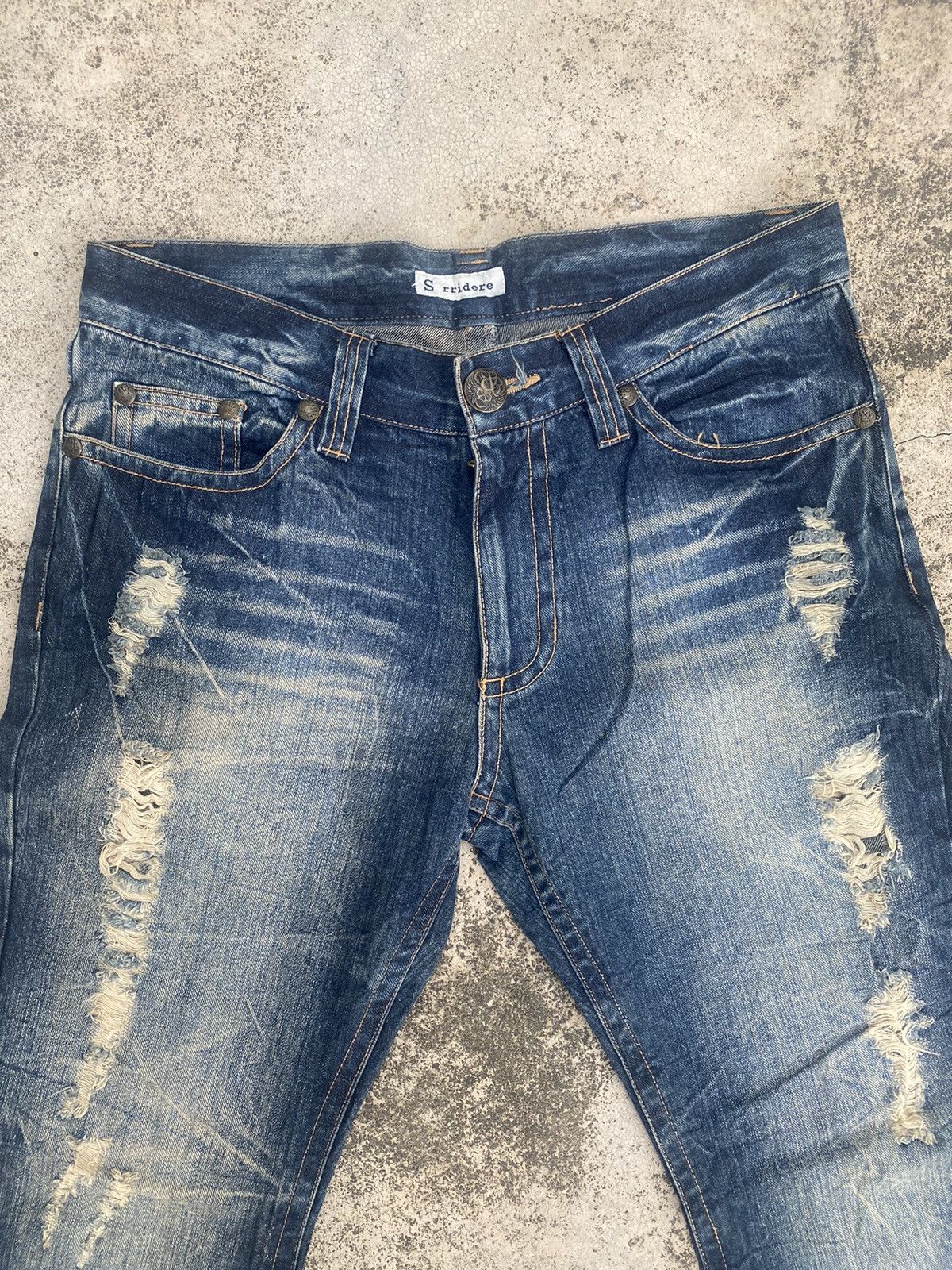 If Six Was Nine × Japanese Brand Flare Jeans Sorridere Distress Clawmark Bootcut Size US 35 - 10 Thumbnail