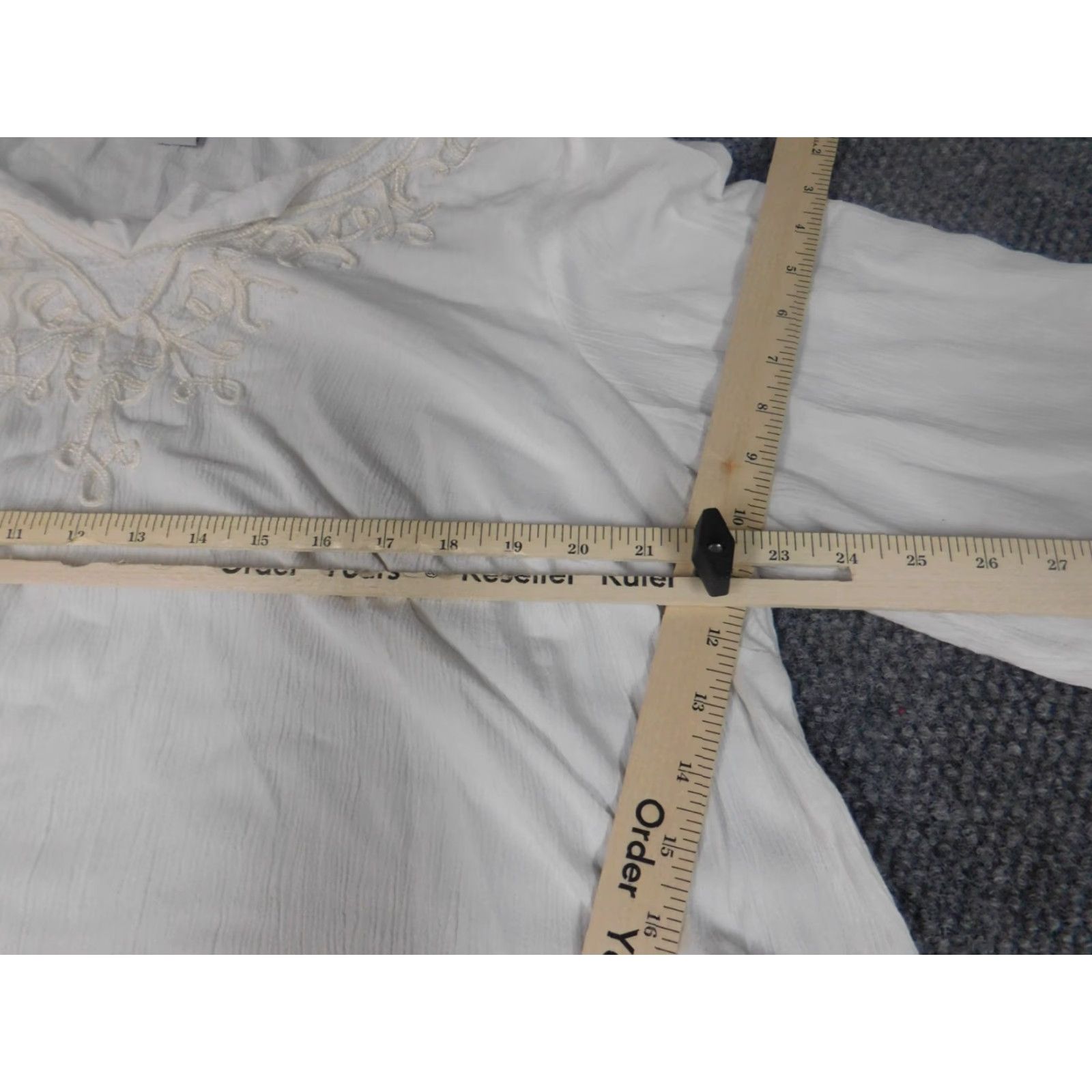 Vintage Catherines Blouse 0X Plus White Crew Neck Long Sleeve Pullover Stretch Rayon Solid Casual Womens Size XL / US 12-14 / IT 48-50 - 6 Thumbnail