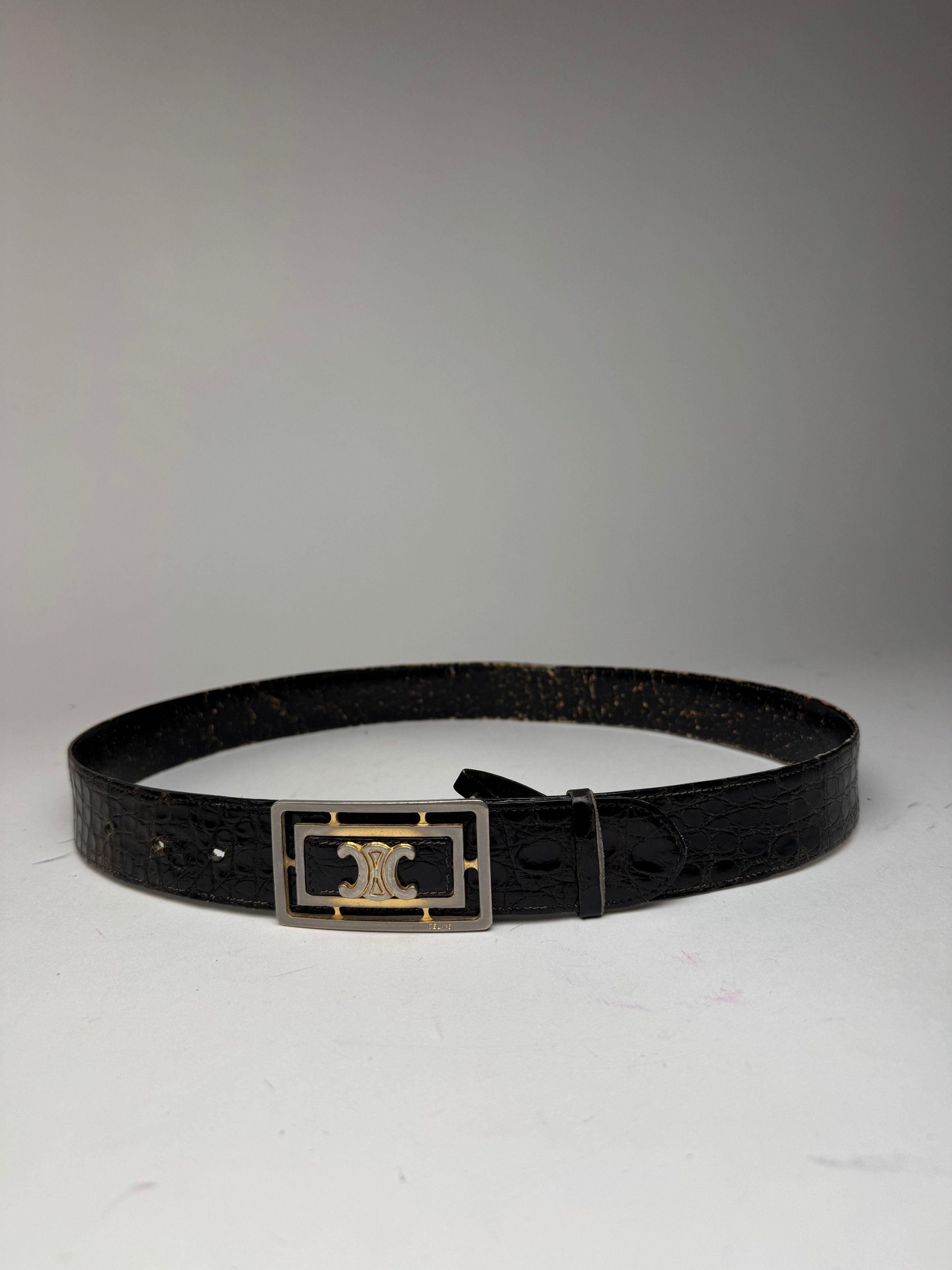 Vintage Paris Crocodile Leather belt brown