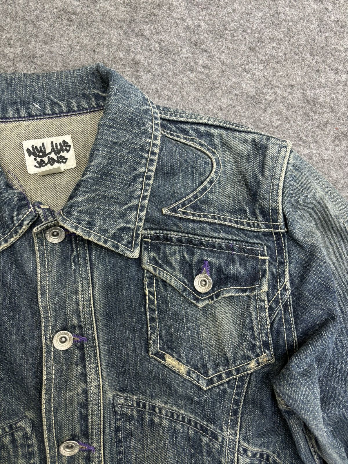 Japanese Brand 💥Westerner Design💥Very Rare Nylaus Slim Fit Trucker F523 Size US XS / EU 42 / 0 - 6 Thumbnail