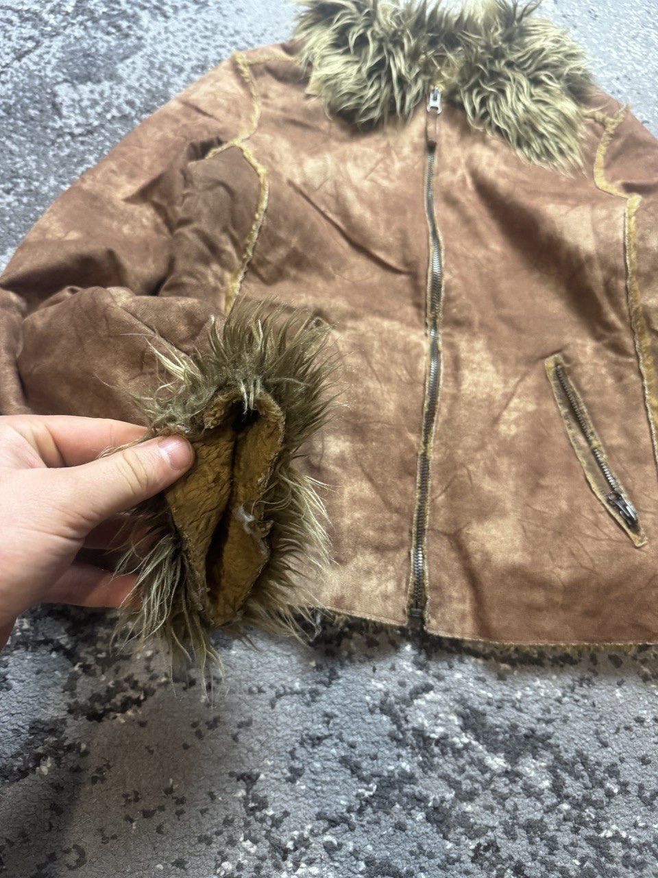 Japanese Brand × Vintage Vintage Y2K Suede Leather Style Fur Faux Collar Sleeve Jack Size US S / EU 44-46 / 1 - 3 Thumbnail