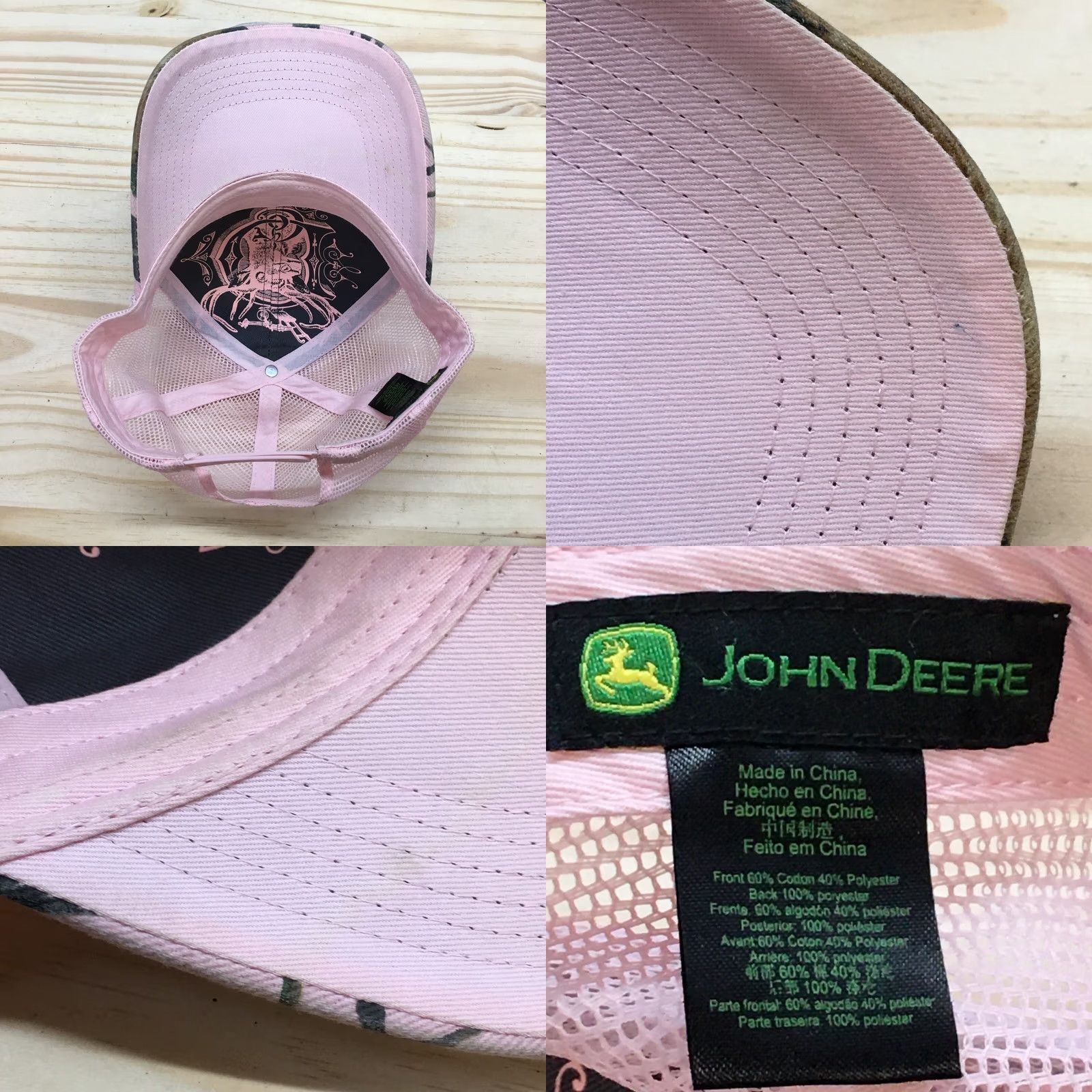 John Deere John Deere Trucker Hat Womens Pink OS Adjustable Curved Brim Embroidered Logo Size ONE SIZE - 8 Thumbnail