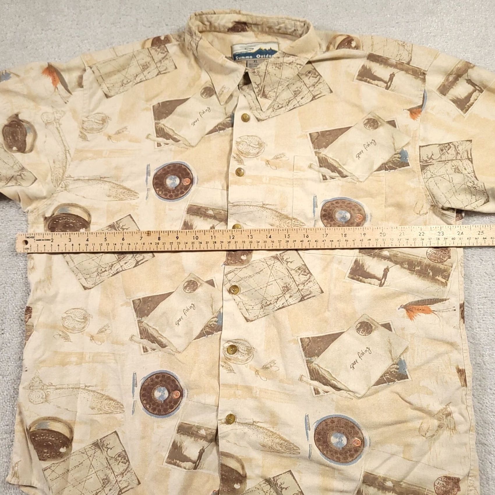 Vintage Summa Shirt Mens XL Silk Blend Hawaiian Beach Aloha Short Sleeve Button-Up Collared Beach Theme Beige" Size US XL / EU 56 / 4 - 3 Thumbnail