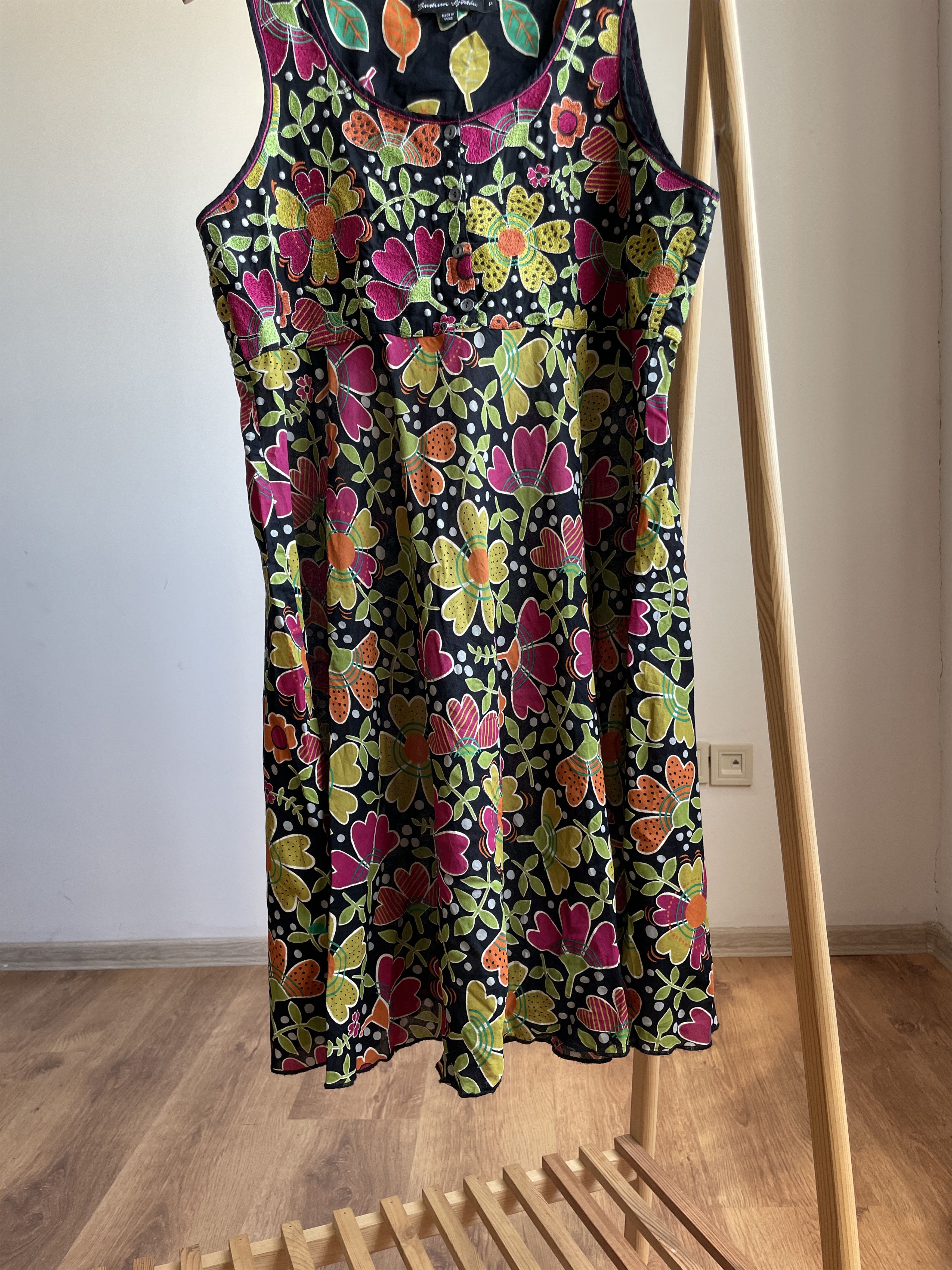Gudrun Sjoden Gudrun Sjoden Floral Cotton Flared Midi Tank Dress Size M / US 6-8 / IT 42-44 - 5 Thumbnail
