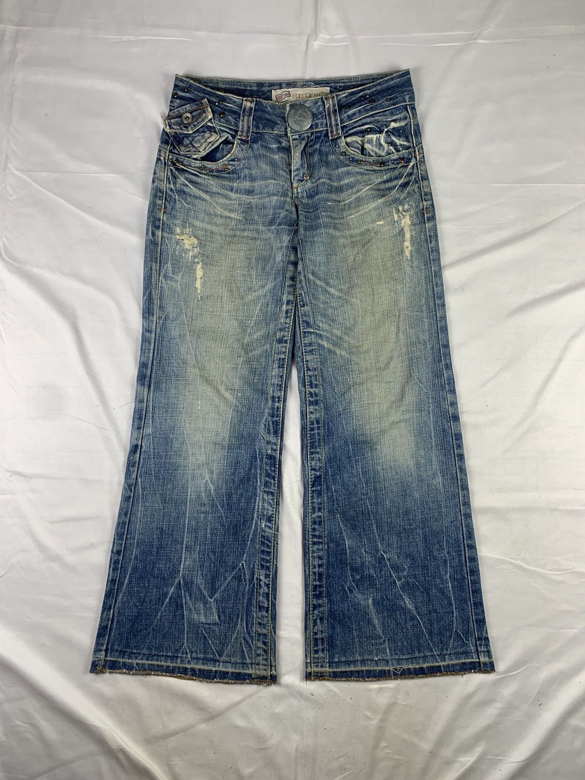 Japanese Brand 2000s Red Pepper Japan Low Rise Studded BaggyJeans Pants Size 30" / US 8 / IT 44 - 4 Thumbnail