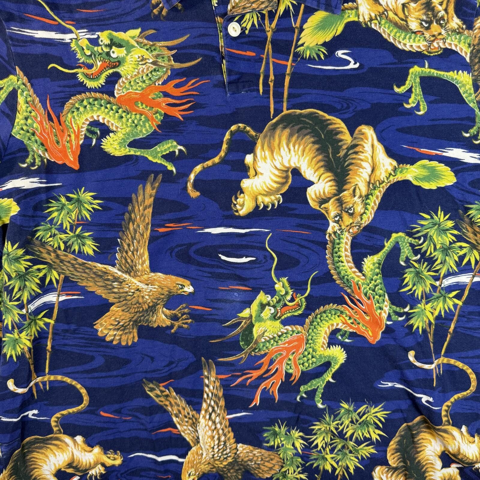 Polo Ralph Lauren Vintage Polo Ralph Lauren Dragon Tiger AOP Polo XXL Size US XXL / EU 58 / 5 - 3 Thumbnail