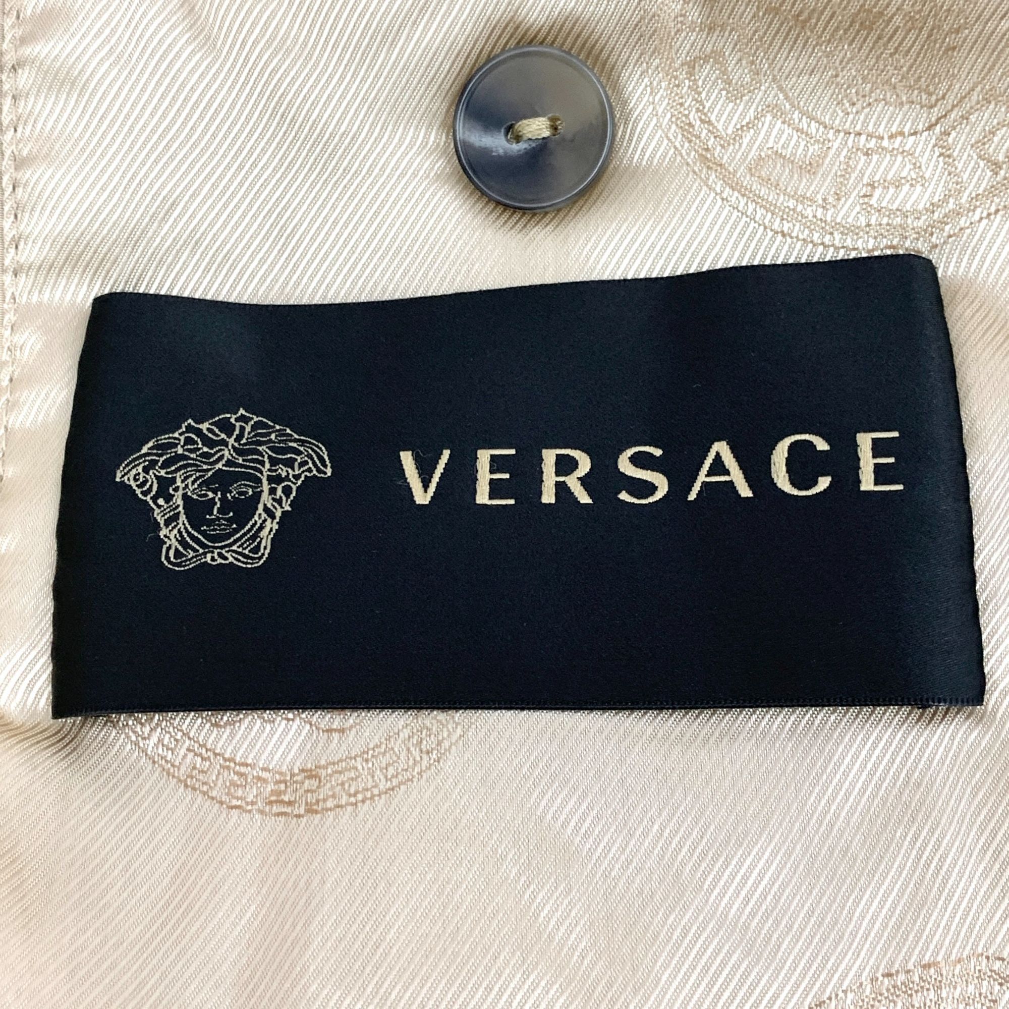 Versace Versace Beige Patchwork Hooded Zipper Jacket Size M Long-Sle Size US M / EU 48-50 / 2 - 2 Thumbnail