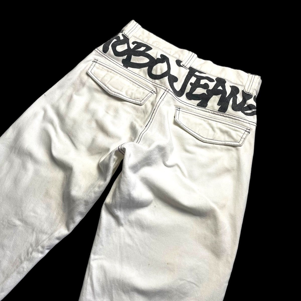 Hobo × JNCO × Phat Farm 🇯🇵 VINTAGE HOBO JEANS SPELL OUT HIP HOP WHITE JEANS Size US 28 / EU 44 - 7 Thumbnail