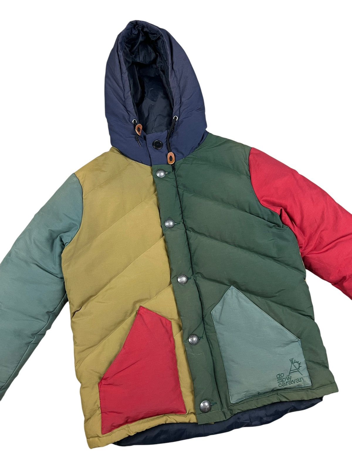 Japanese Brand × go slow caravan Go Slow Caravan Multicolor Puffer Down Jacket Size US L / EU 52-54 / 3 - 4 Thumbnail