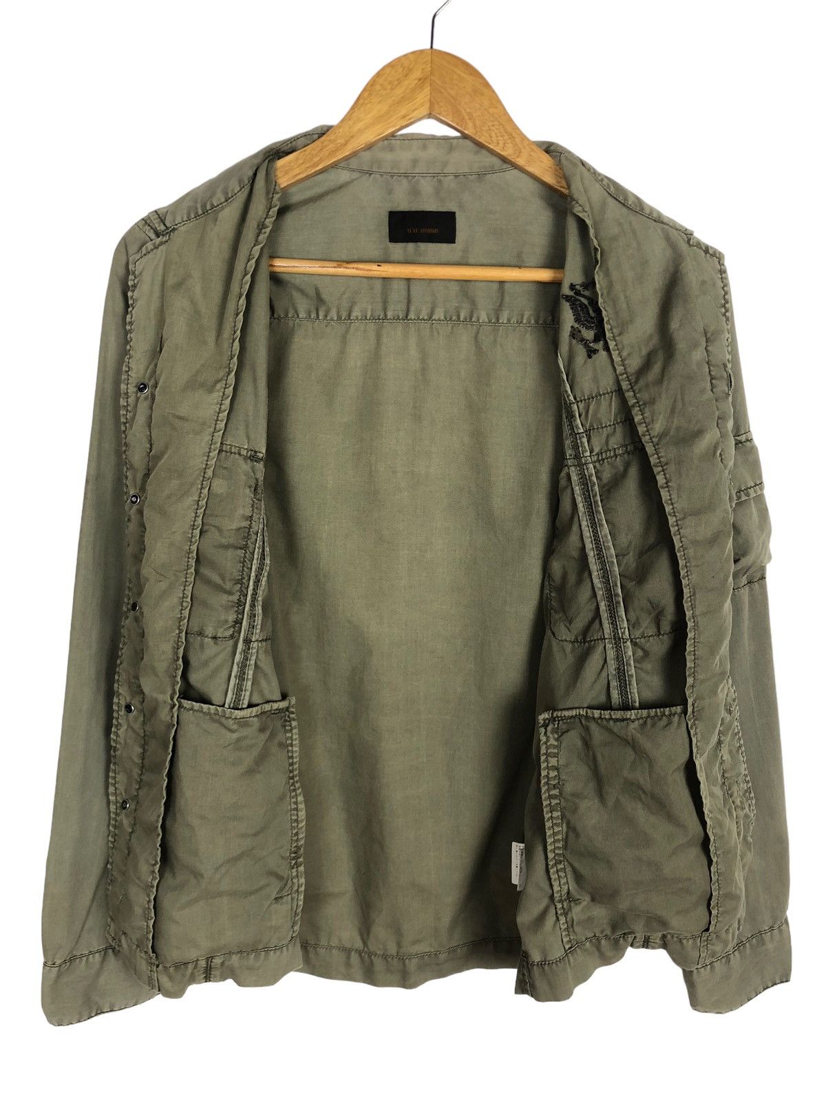 Issey Miyake × Japanese Brand × Tete Homme Vintage Tete Homme Issey Miyake Army Button Up Shirt Size US S / EU 44-46 / 1 - 7 Thumbnail