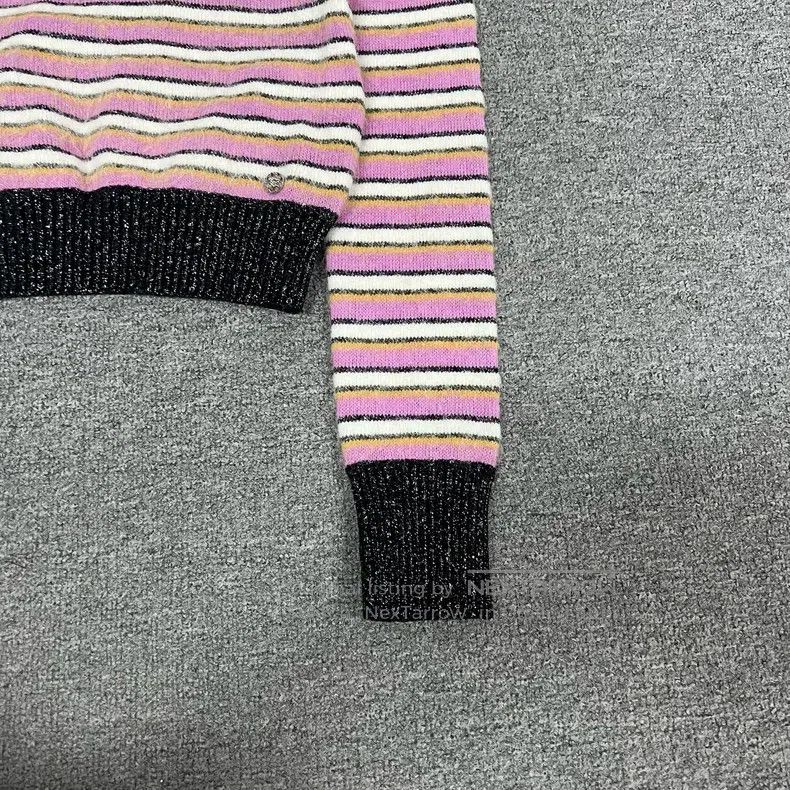 Chanel Chanel 22A Pink Stitched Striped Knitted Sweater Size XXS / US 00 / IT 34 - 3 Thumbnail