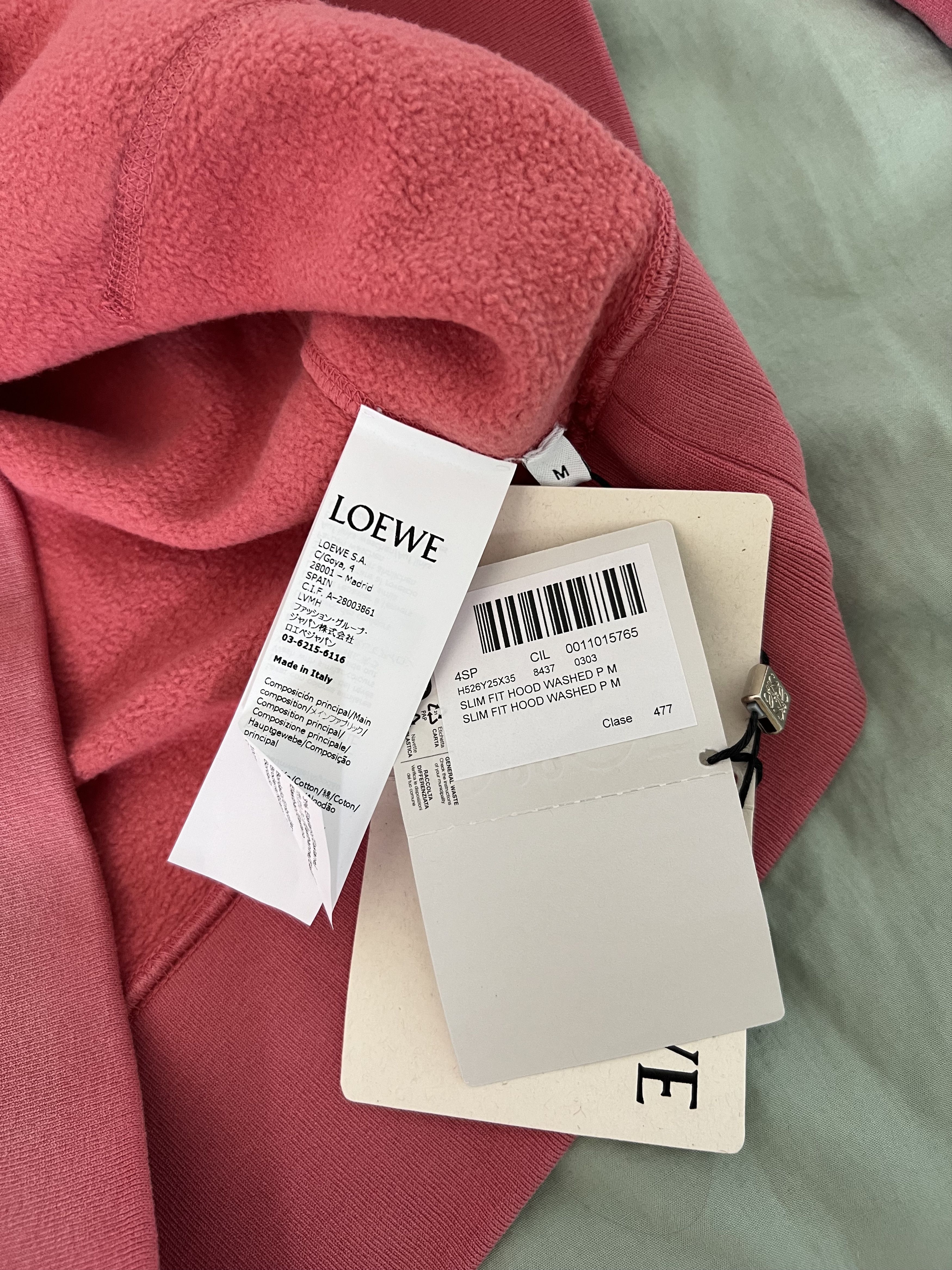 Loewe Loewe Slim Fit Washed Hoodie in Washed Pink Size US M / EU 48-50 / 2 - 10 Thumbnail