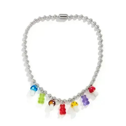 Other Mushroom Acrylic Transparent Bear Bead Choker Necklace Size ONE SIZE - 2 Thumbnail