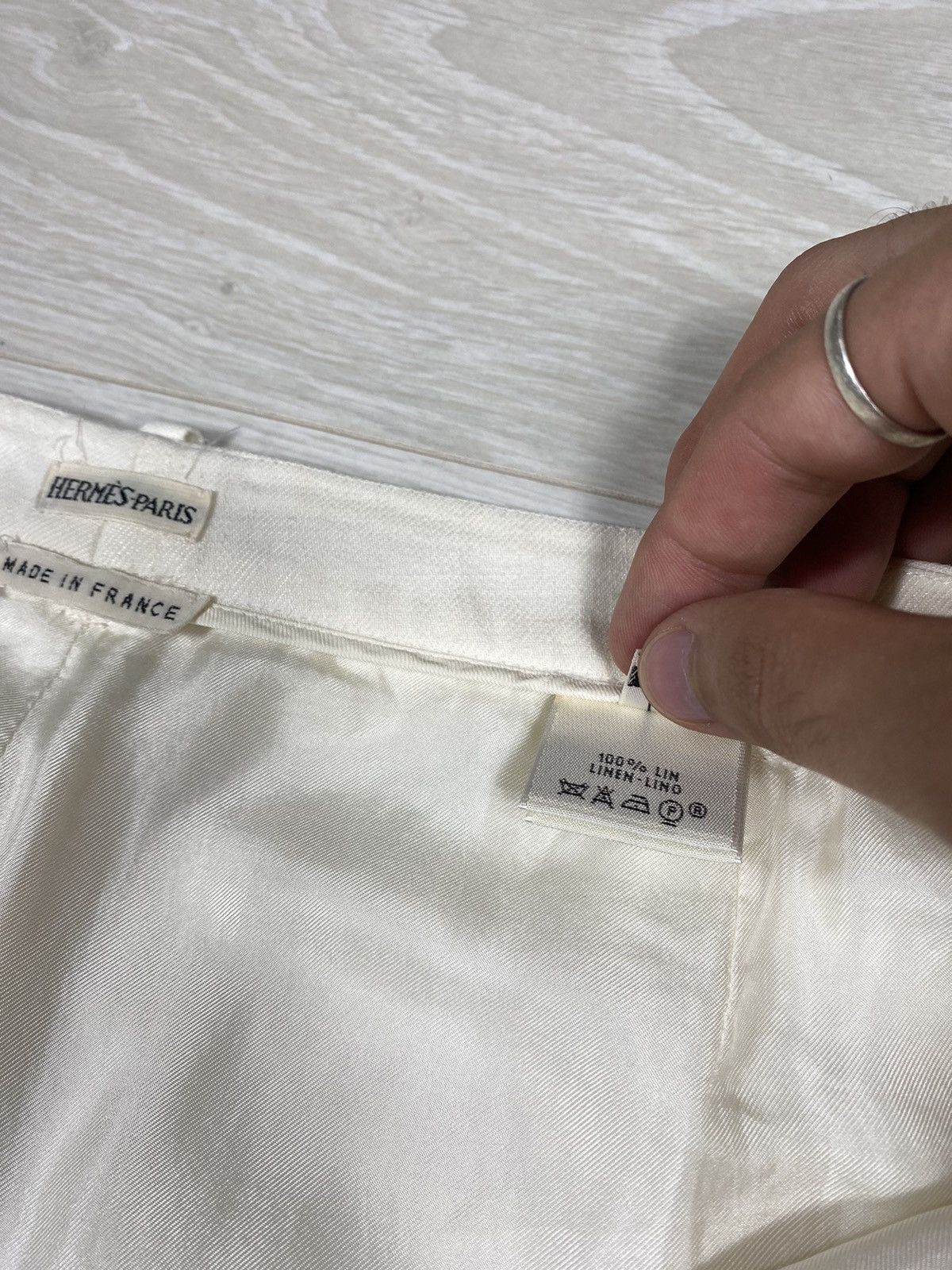 Hermes × Maison Margiela × Vintage Hermes Paris by Margiela Unisex Pants Straight 90s Linen Size US 34 / EU 50 - 13 Thumbnail