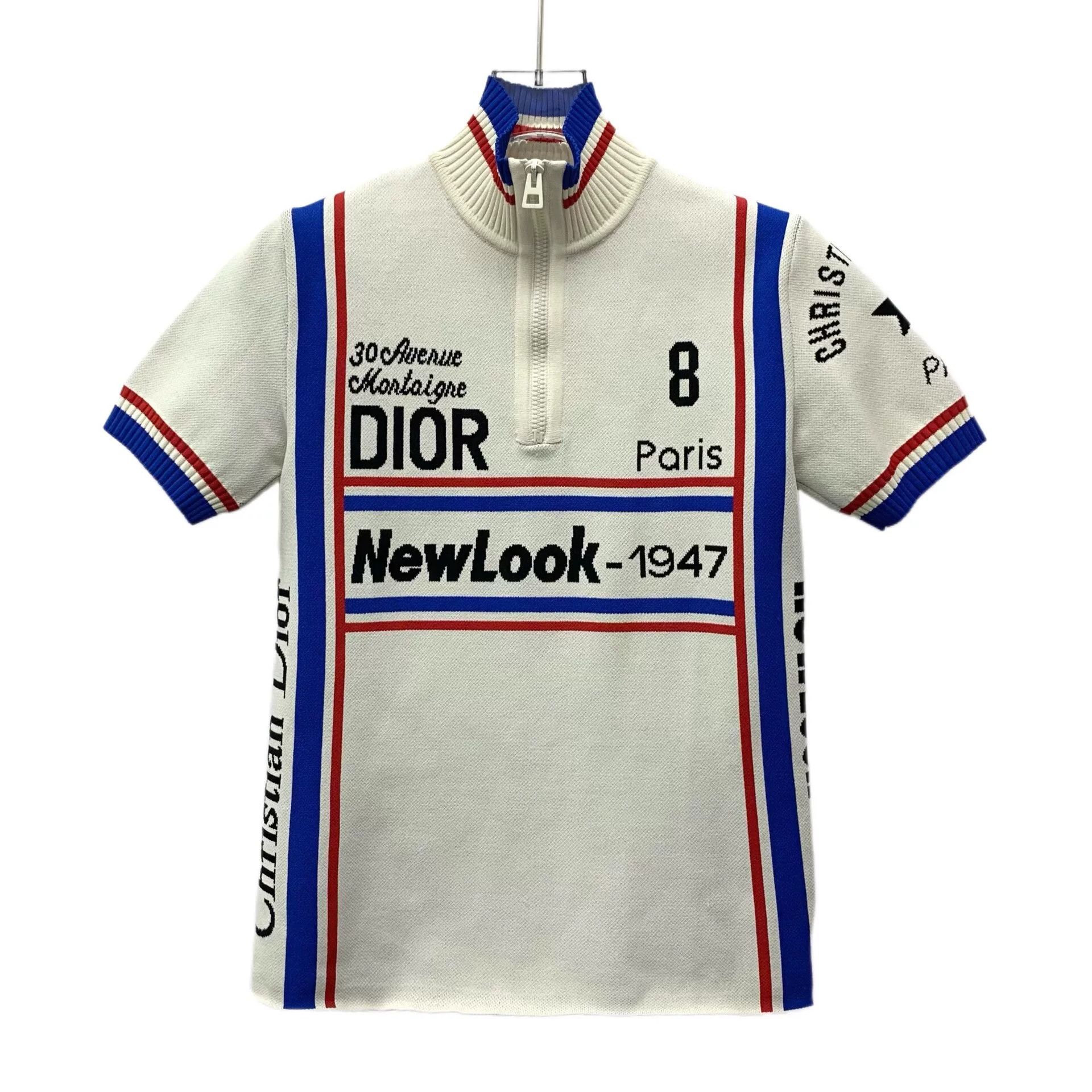 christian dior striped short sleeve knit top